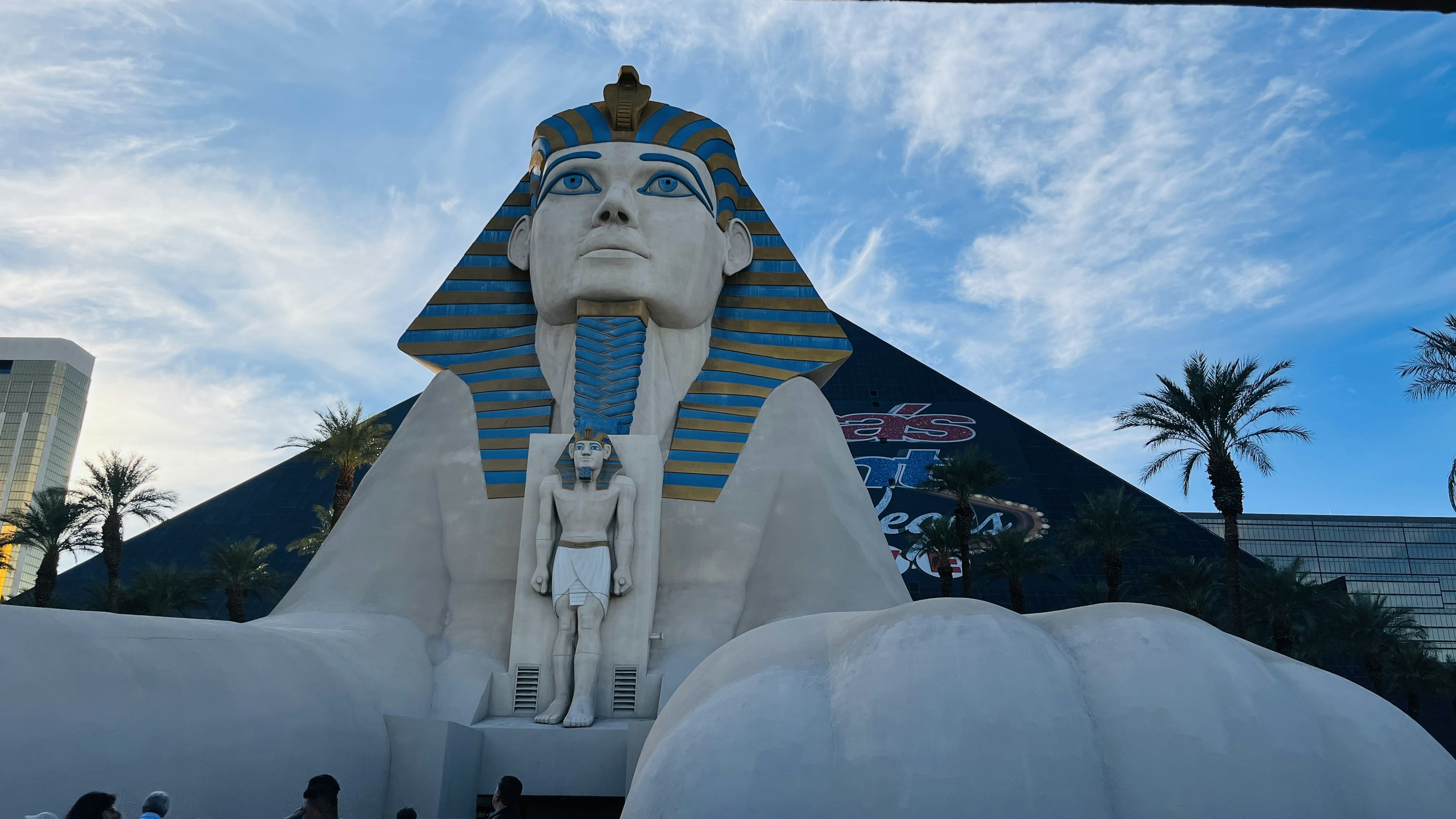 Sphinx statue in Las Vegas with blue sky