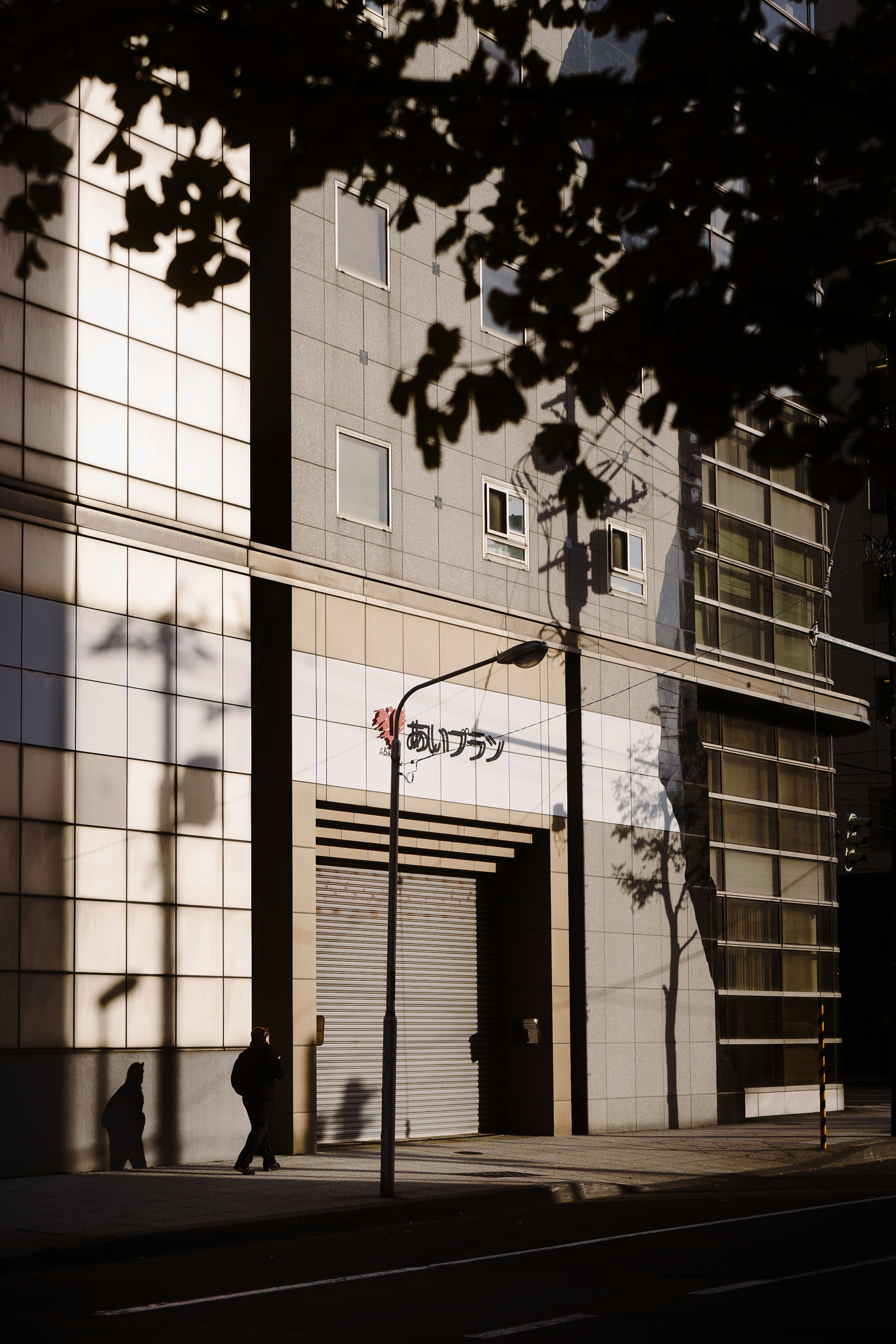 Modern building facade with shadow contrast