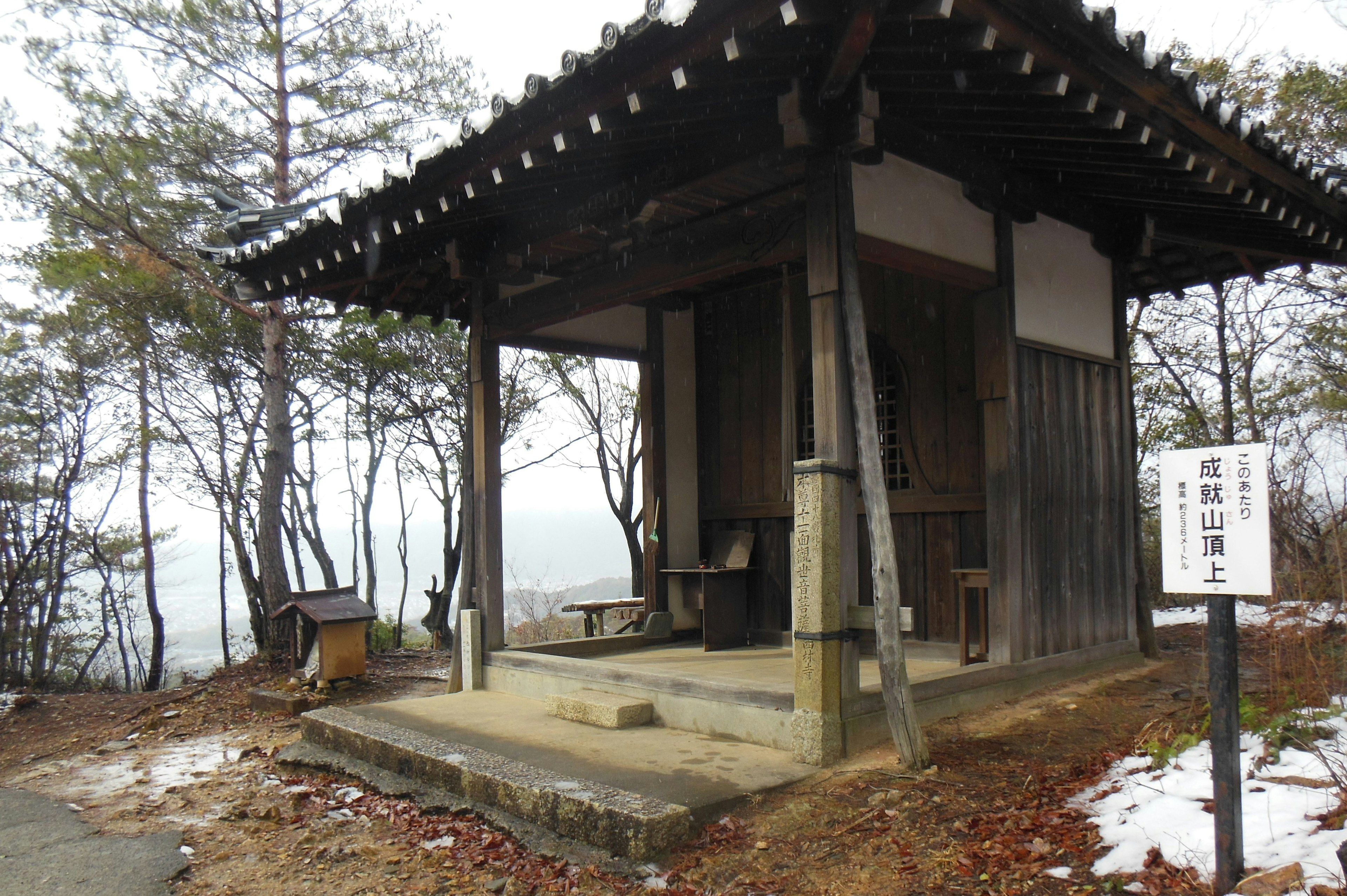 A small wooden hut surrounded by trees