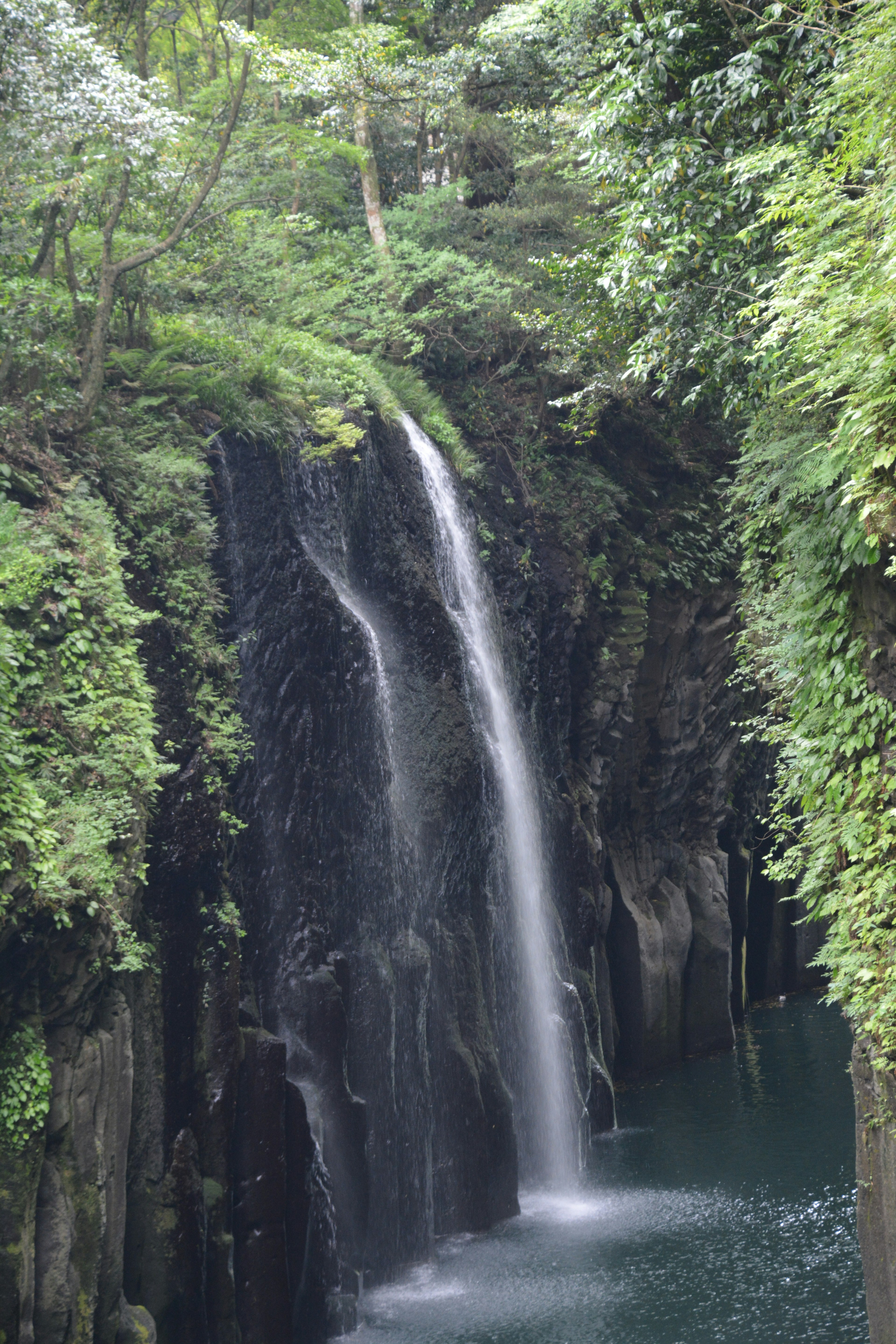 A beautiful waterfall surrounded by lush greenery