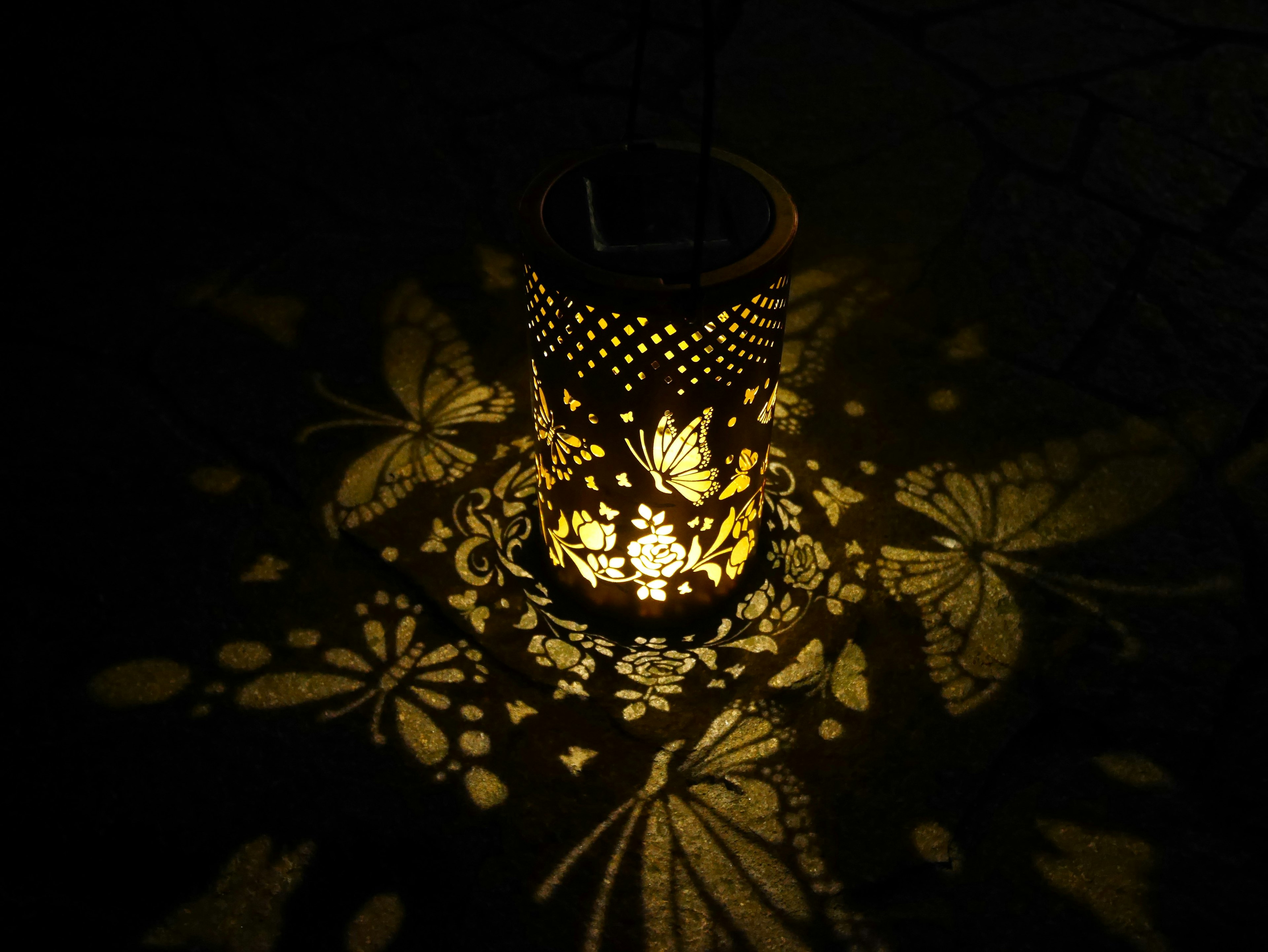 Lamp casting beautiful butterfly shadows