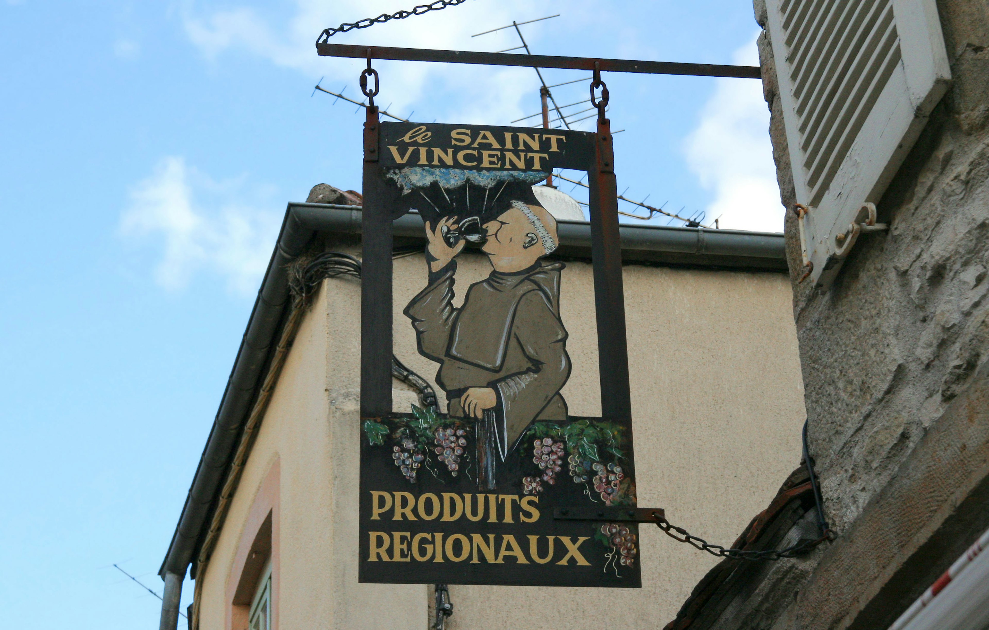 Panneau pour Saint Vincent mettant en avant des produits régionaux