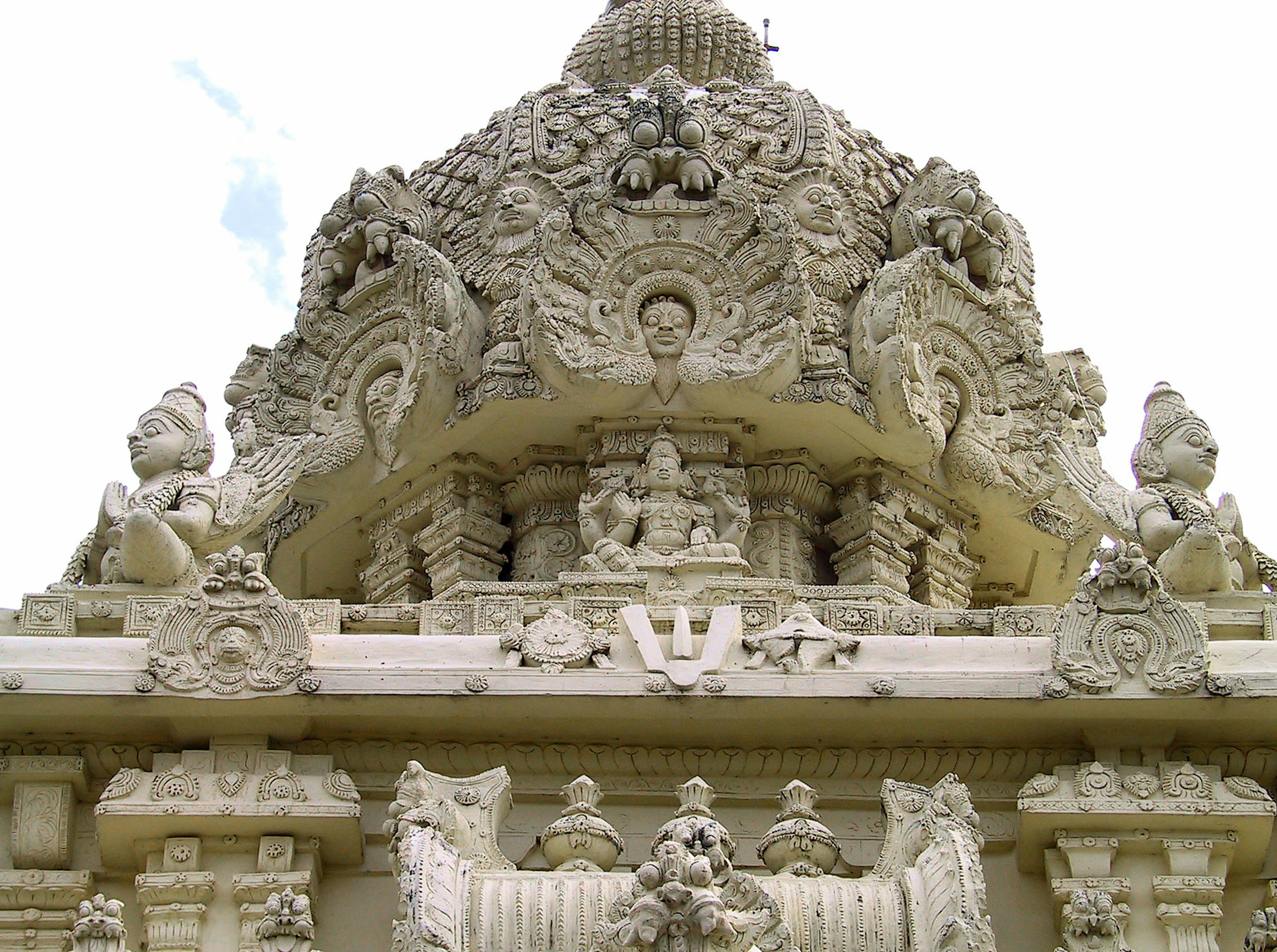 Intricate carvings of a temple's upper structure