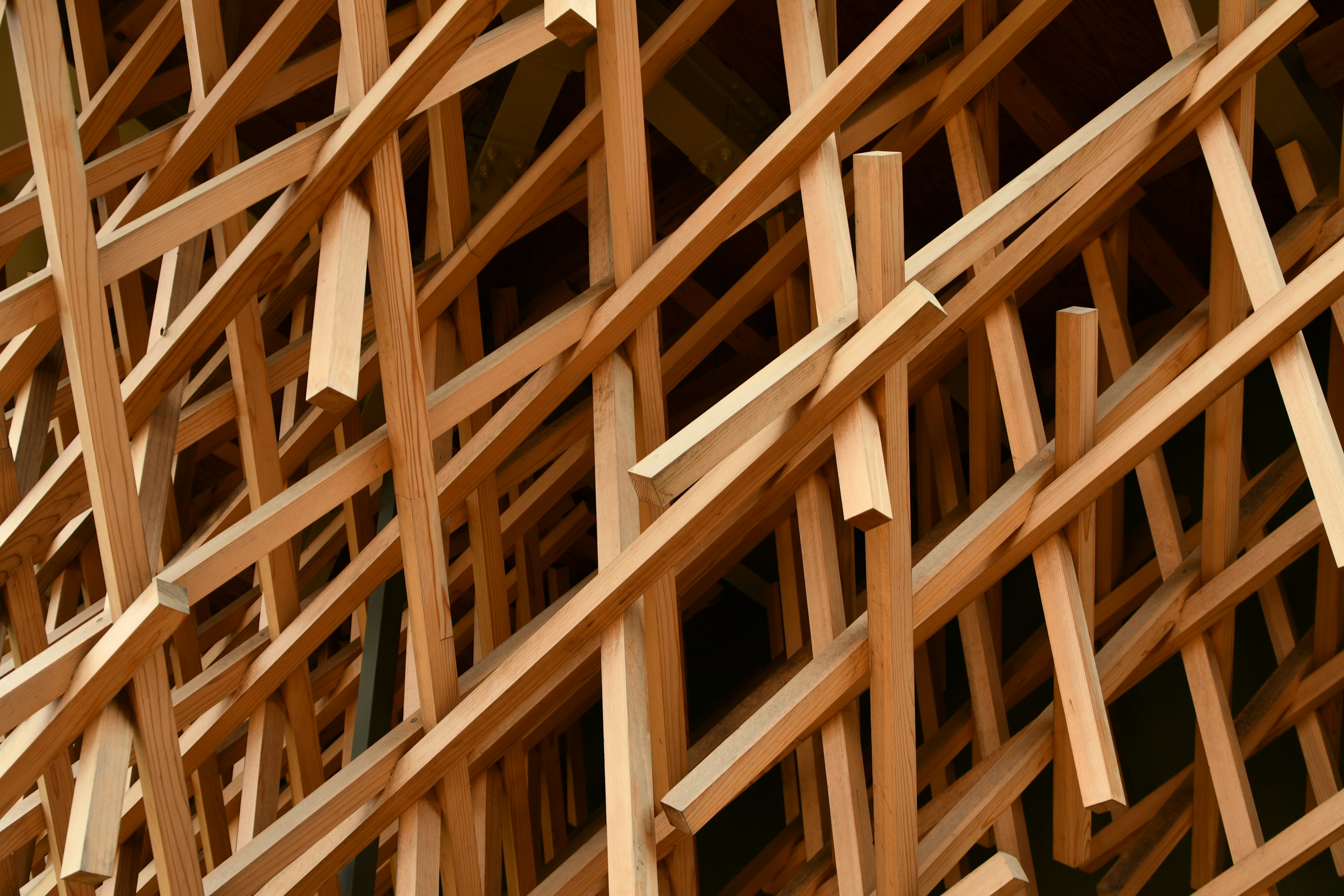 Close-up of an intersecting wooden structure