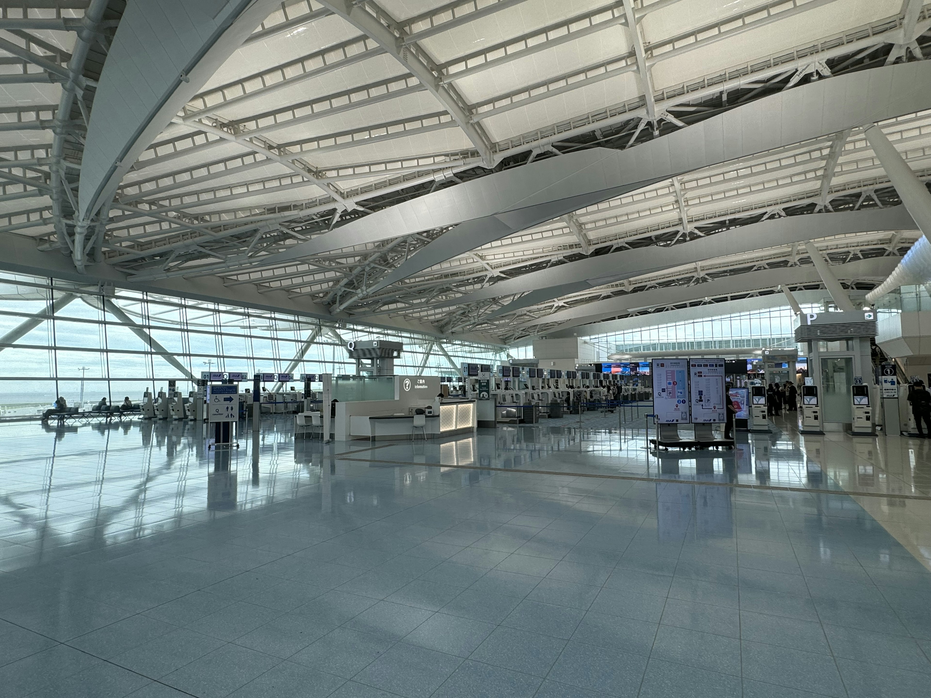 Bright interior of an airport modern design large windows and smooth floor