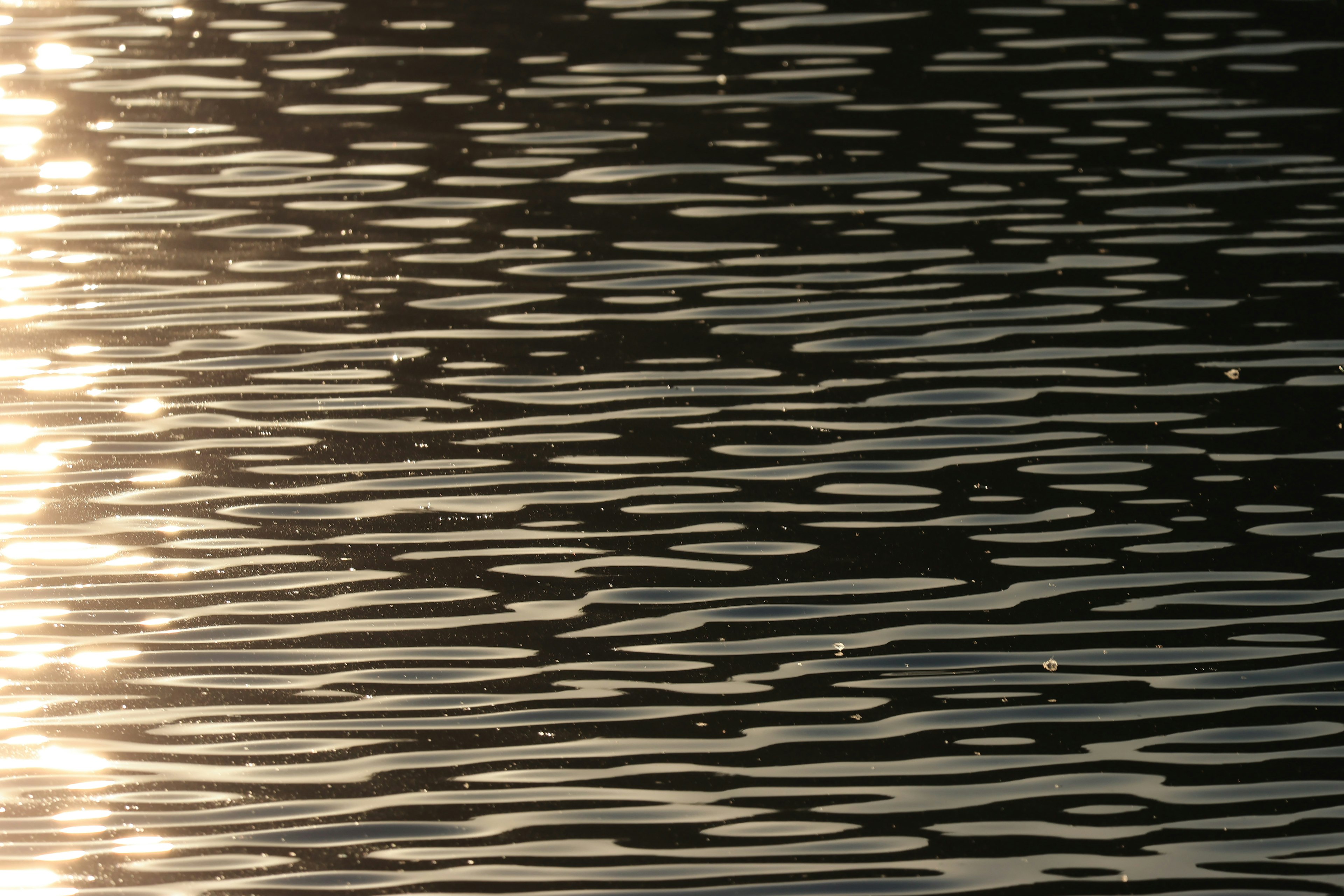 Beautiful patterns of ripples on water surface with reflected light