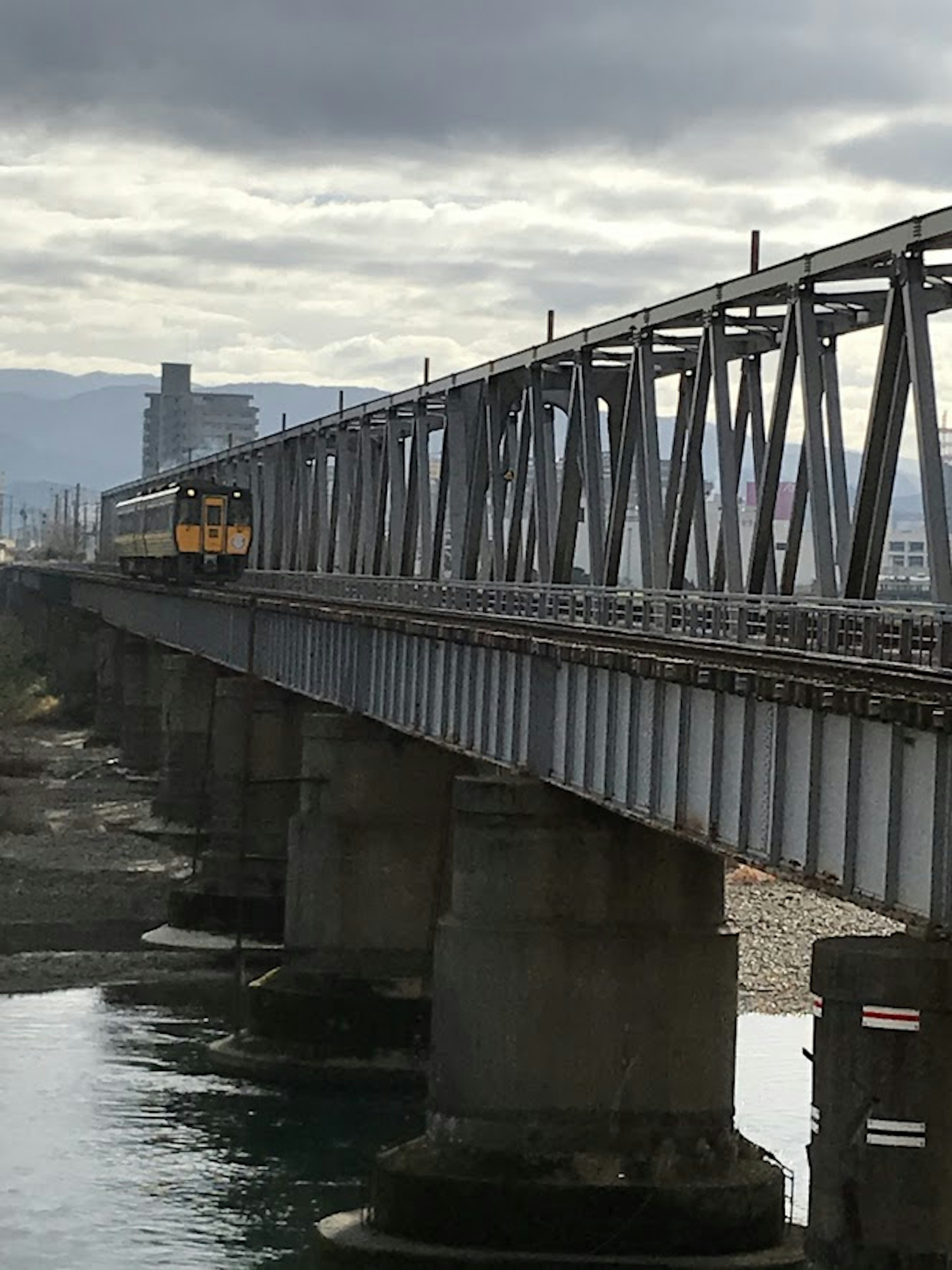 Treno che attraversa un ponte ferroviario sull'acqua