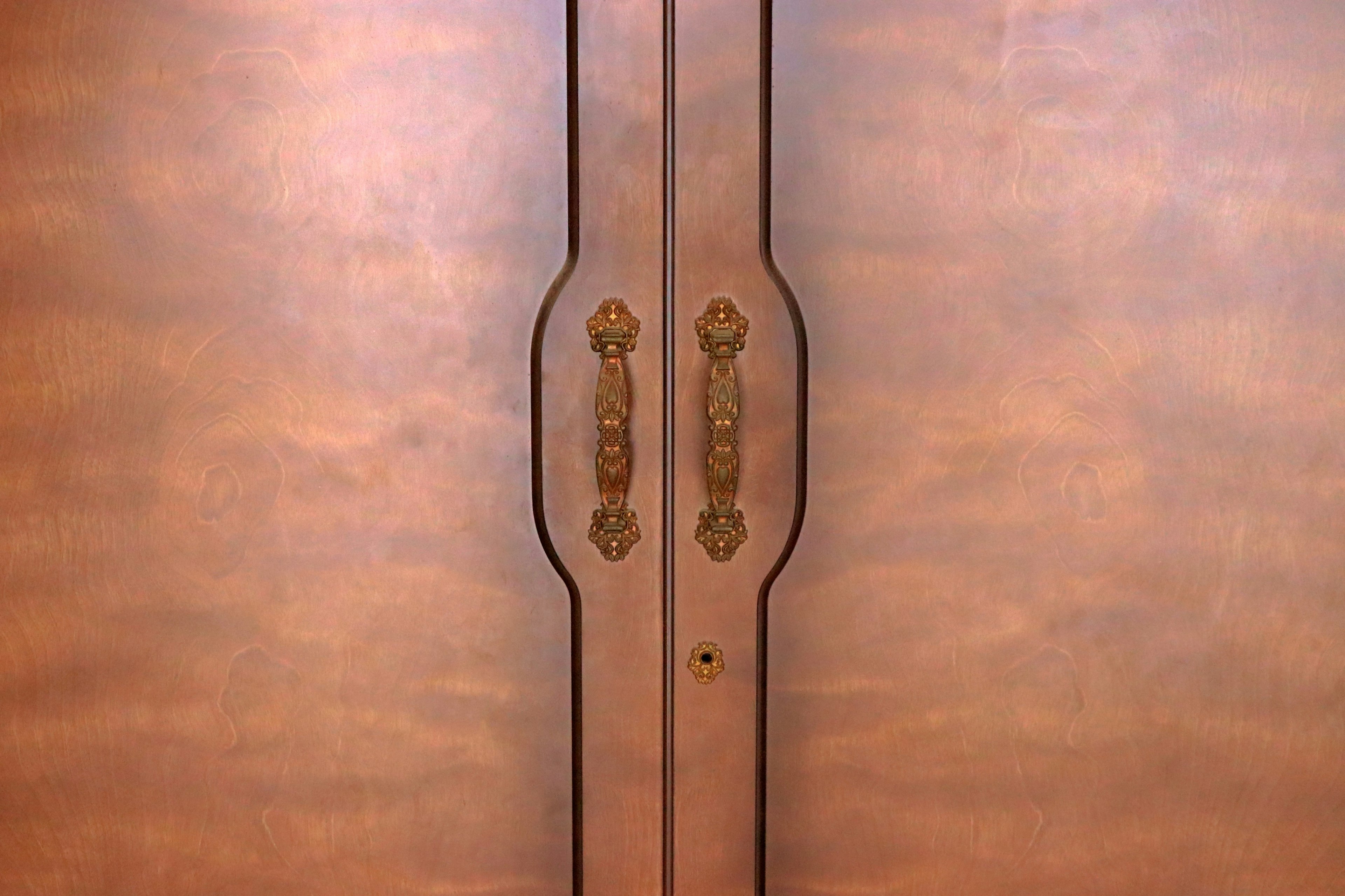 Wooden doors with distinctive golden handles