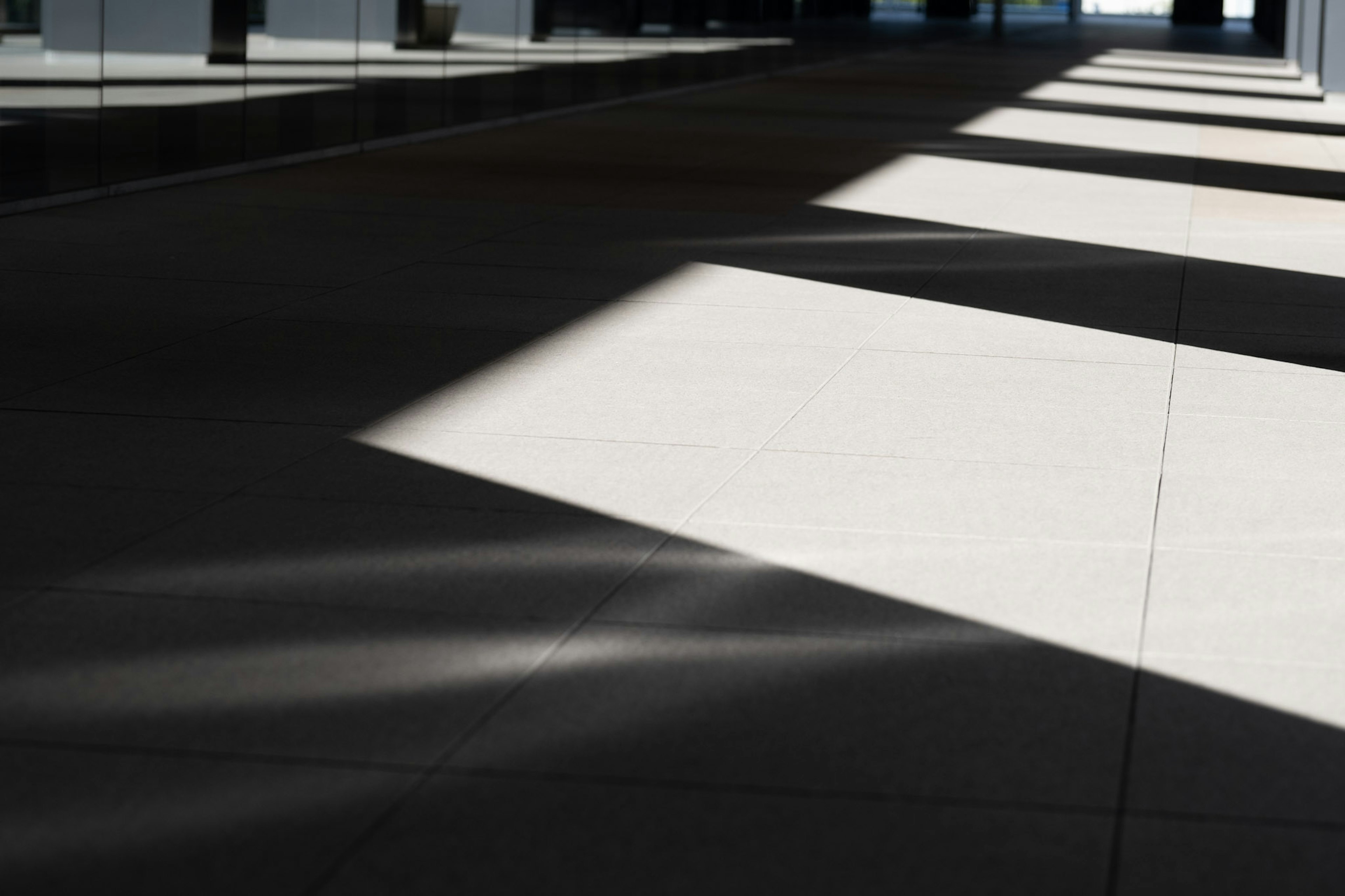 Modern floor design with intersecting light and shadow