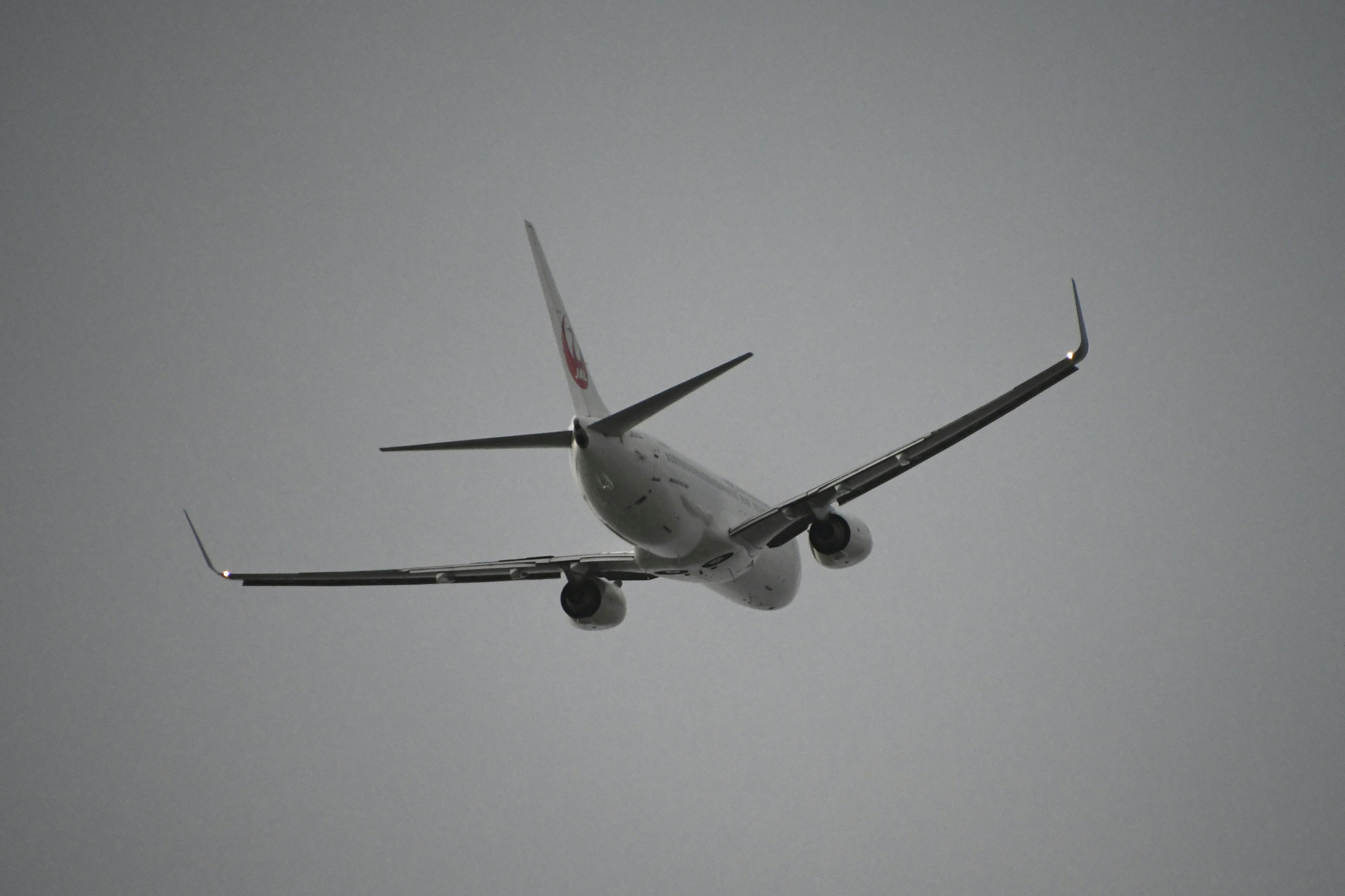 Ein Flugzeug fliegt durch bewölkten Himmel