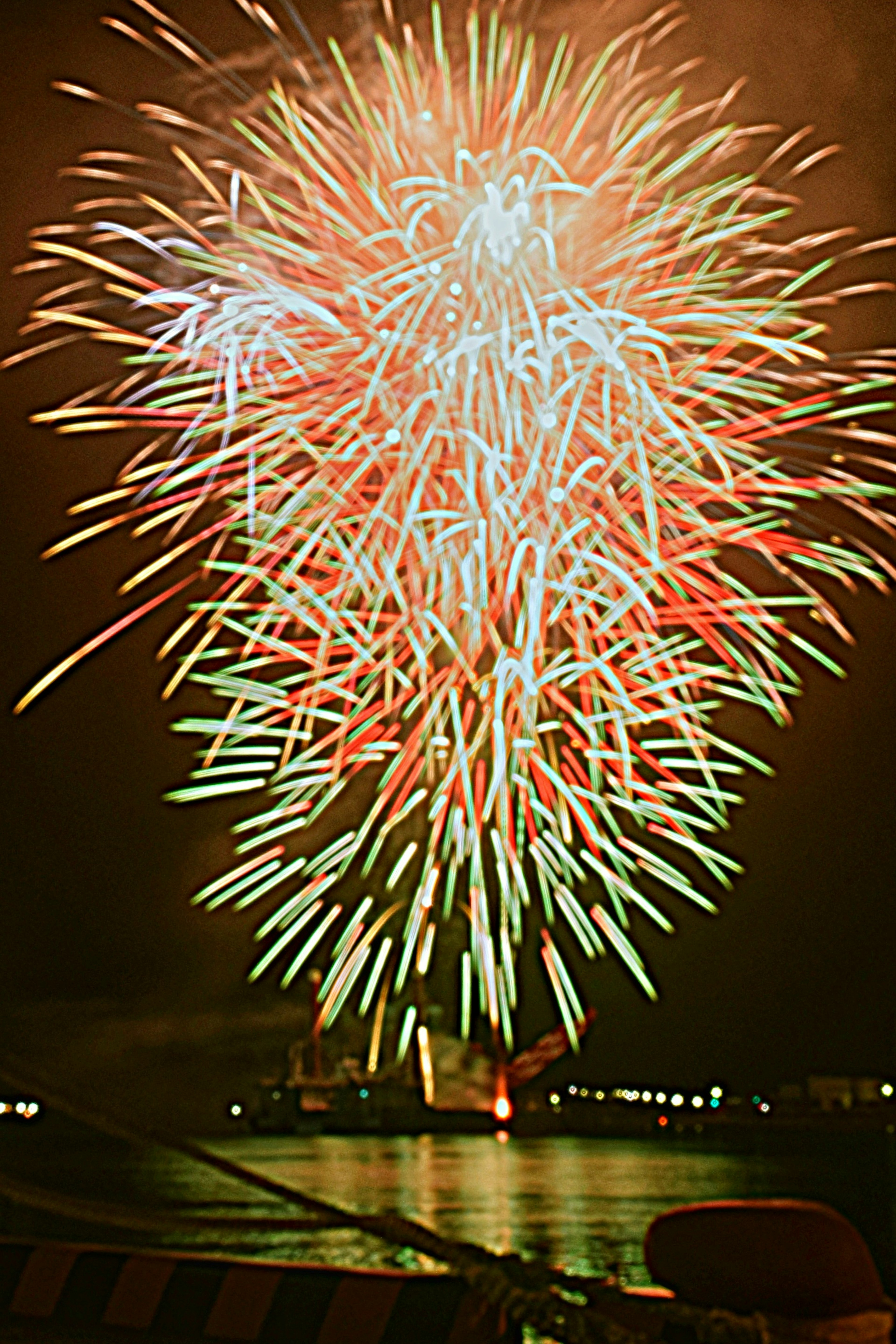 五彩斑斓的烟花在夜空中绽放