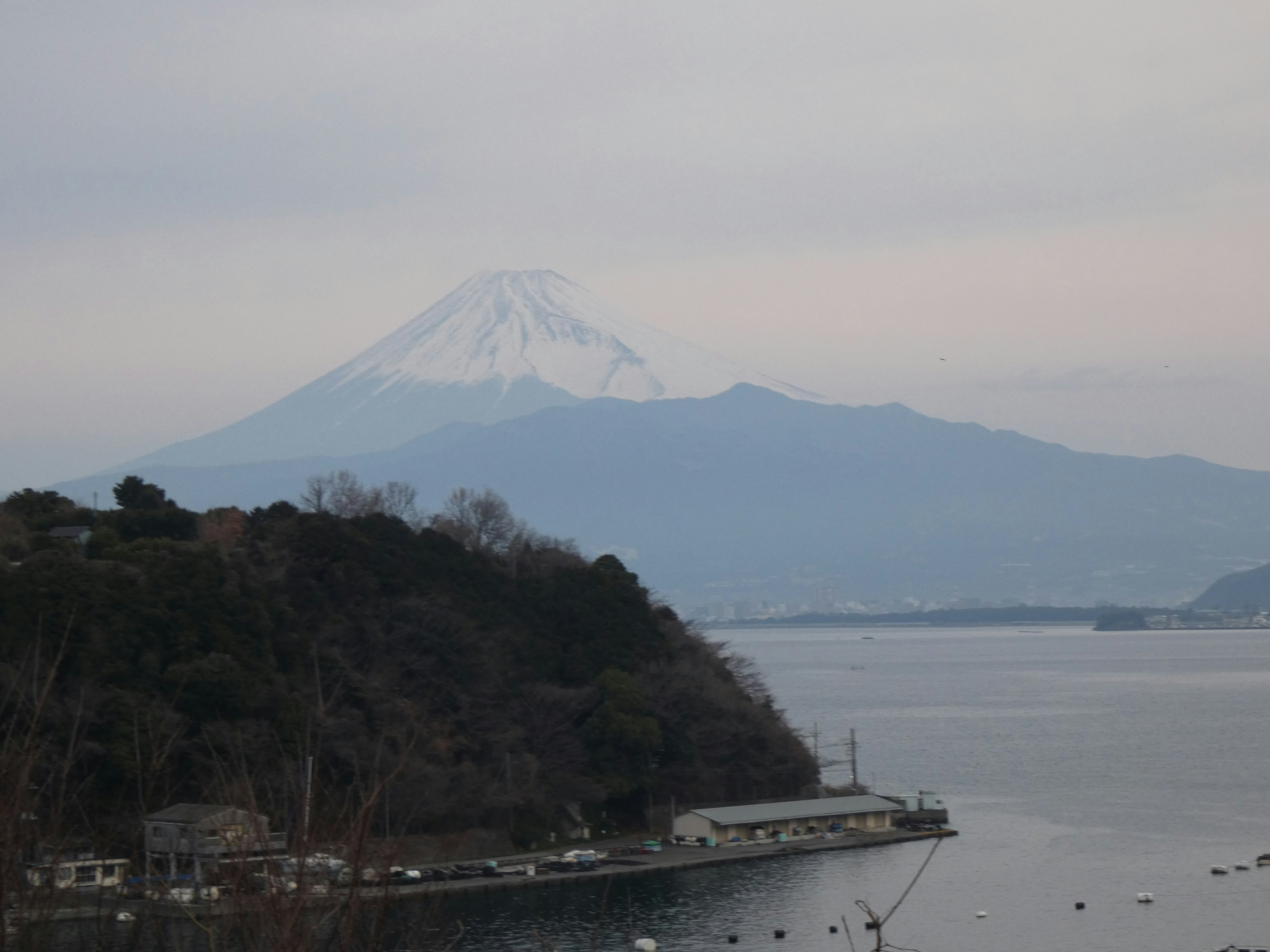 雪覆盖的富士山在宁静的风景中