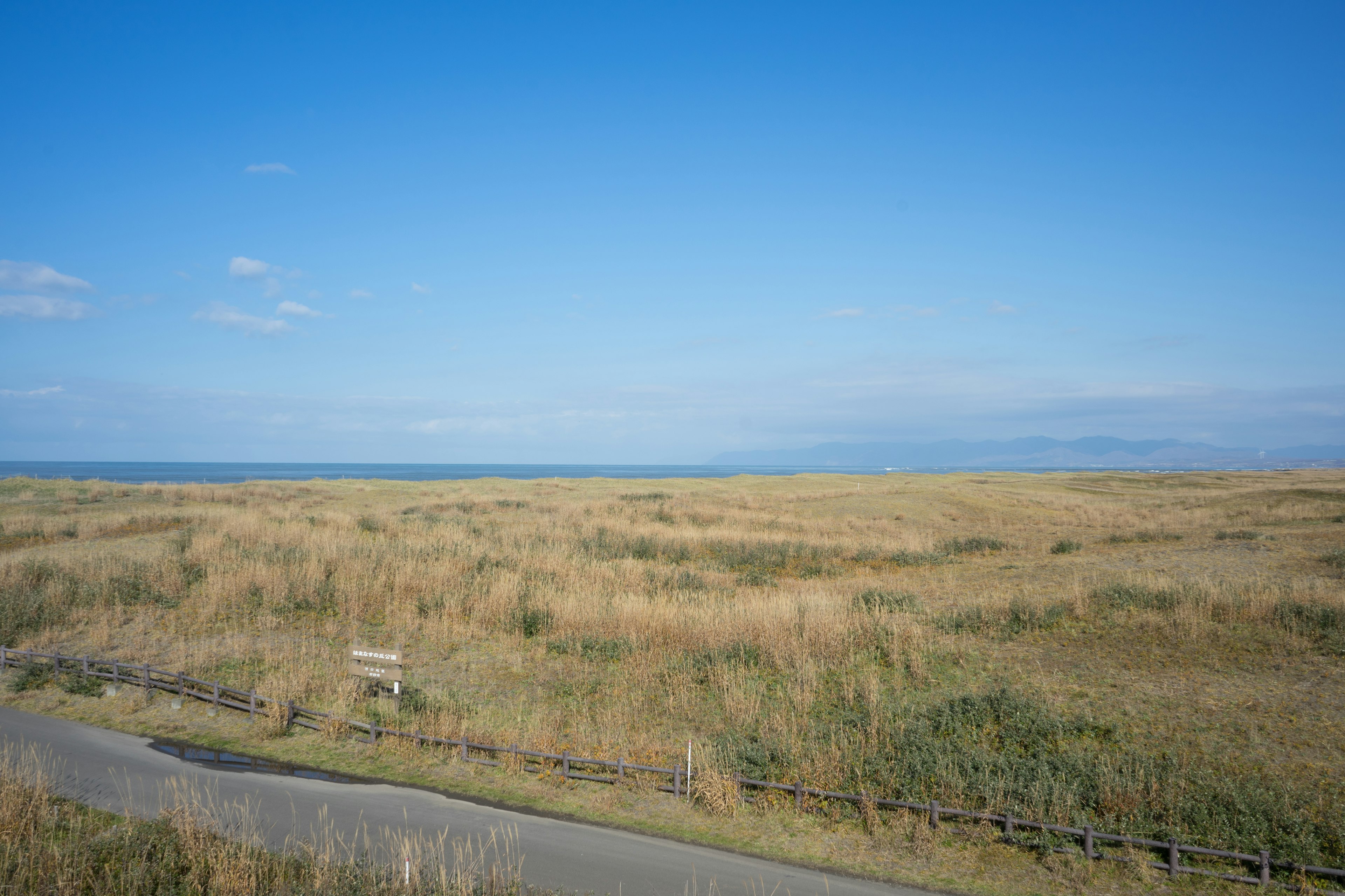 Vast grassland under a clear blue sky