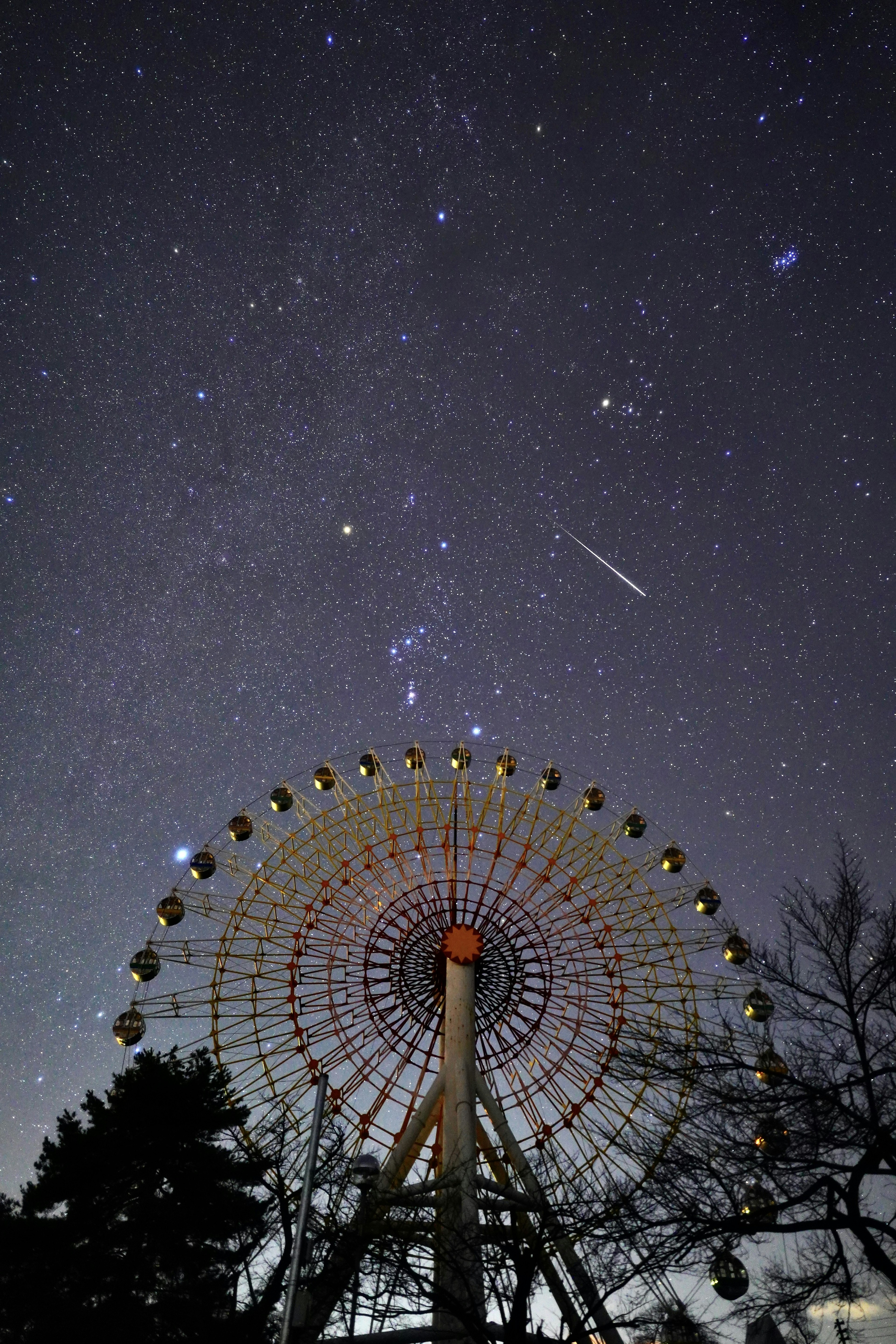 Ferris wheel against a starry night sky