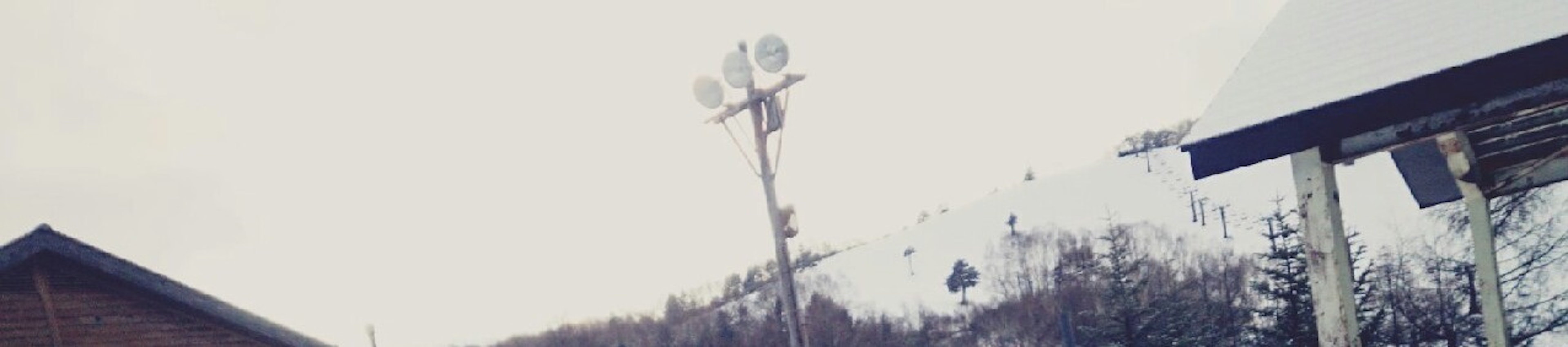 曇りの日の風景に見える家々と電柱