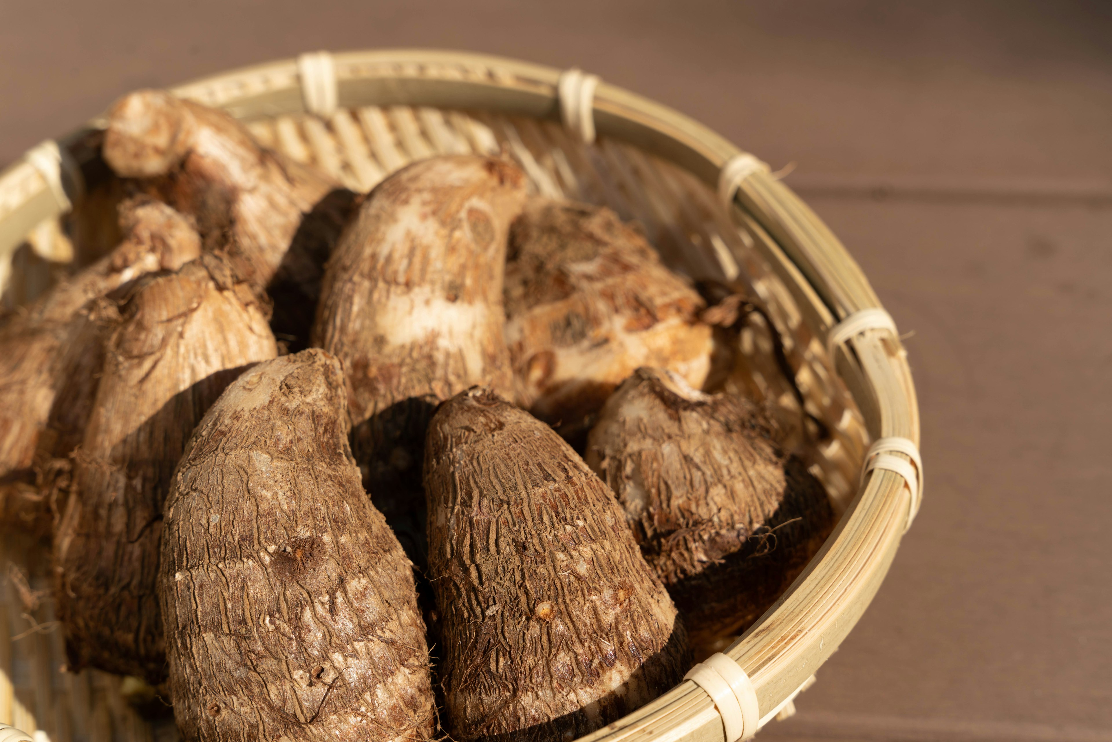 Coquillages séchés dans un panier en osier