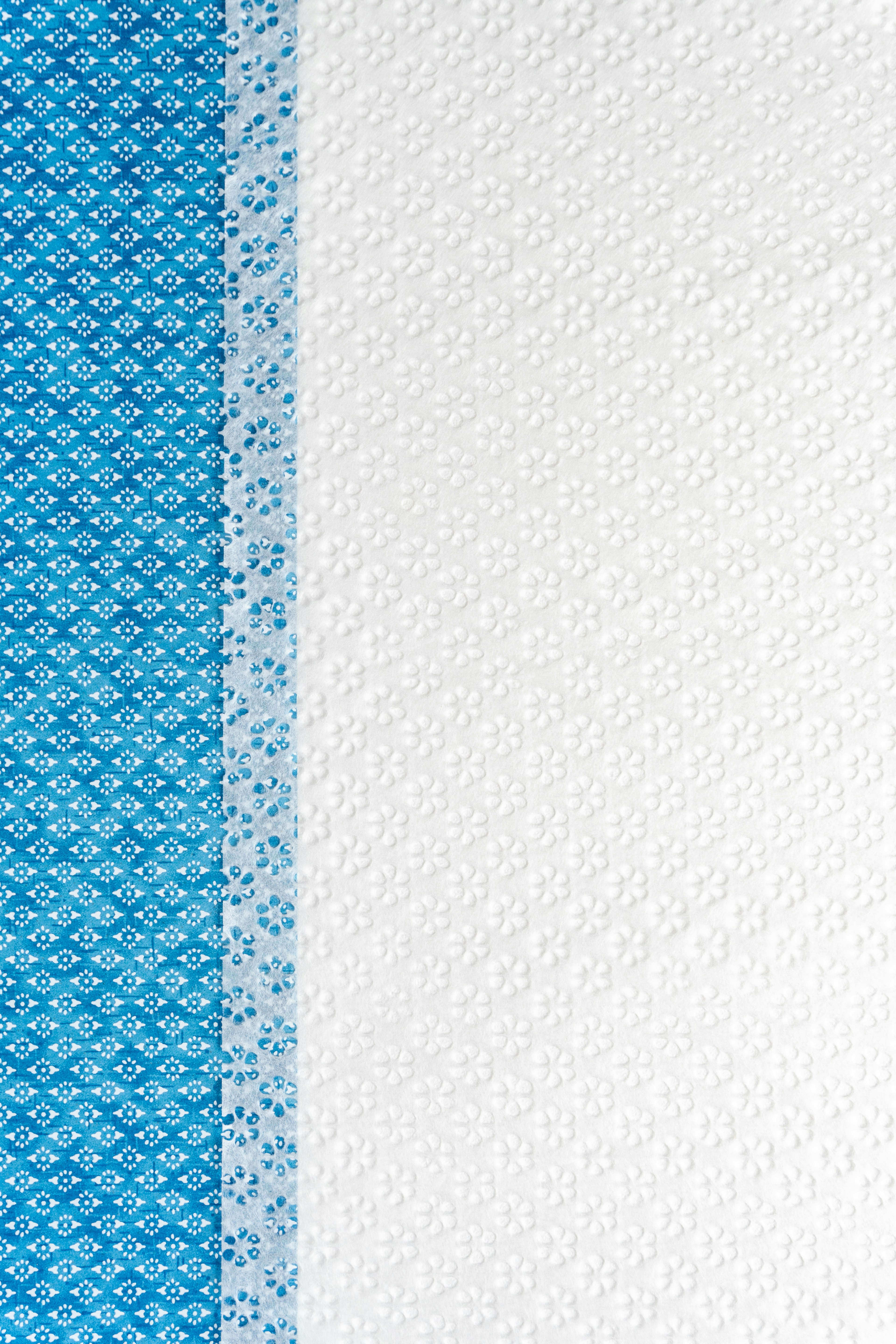 Image showing a section of fabric with blue and white patterns