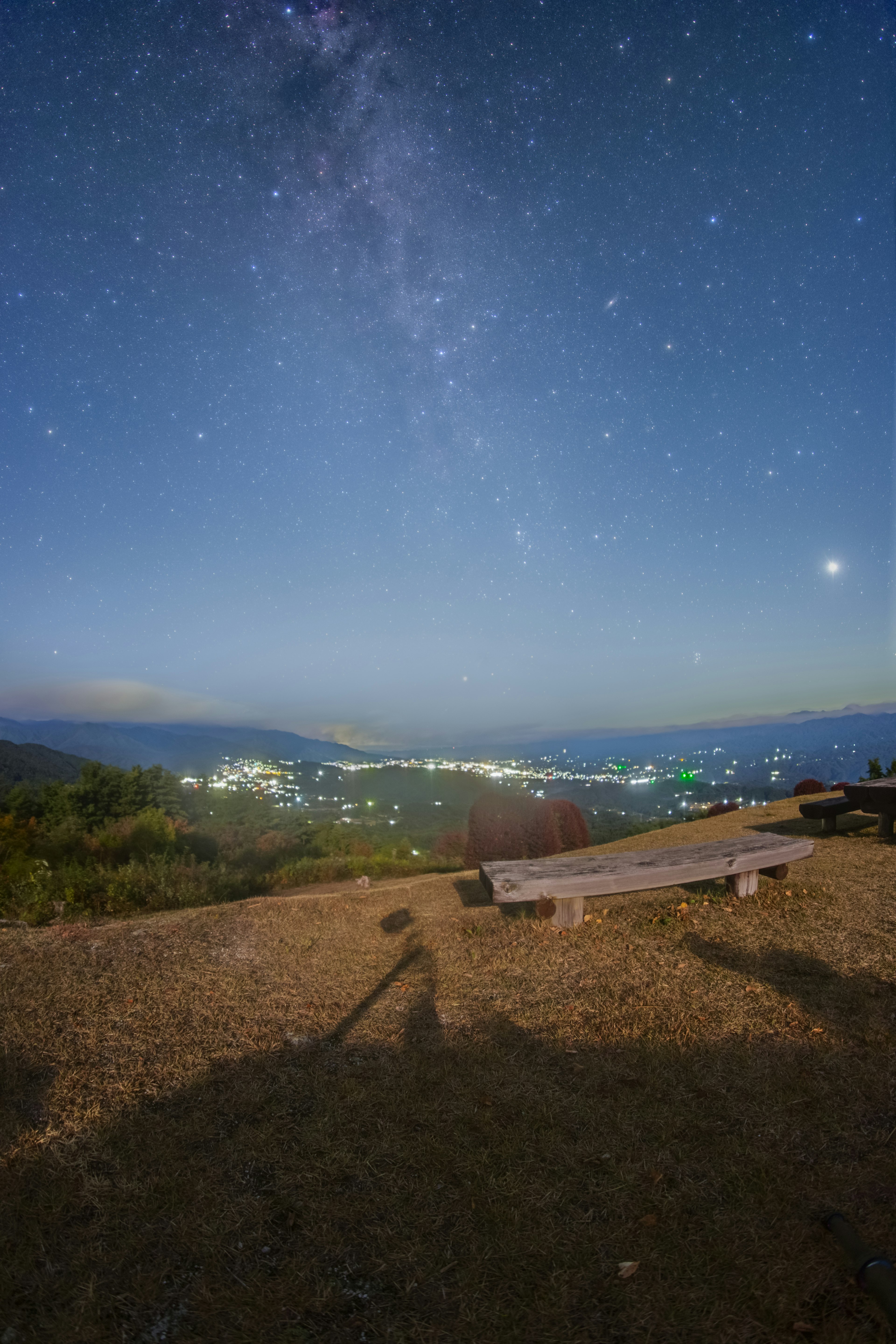 星空と海の風景と影