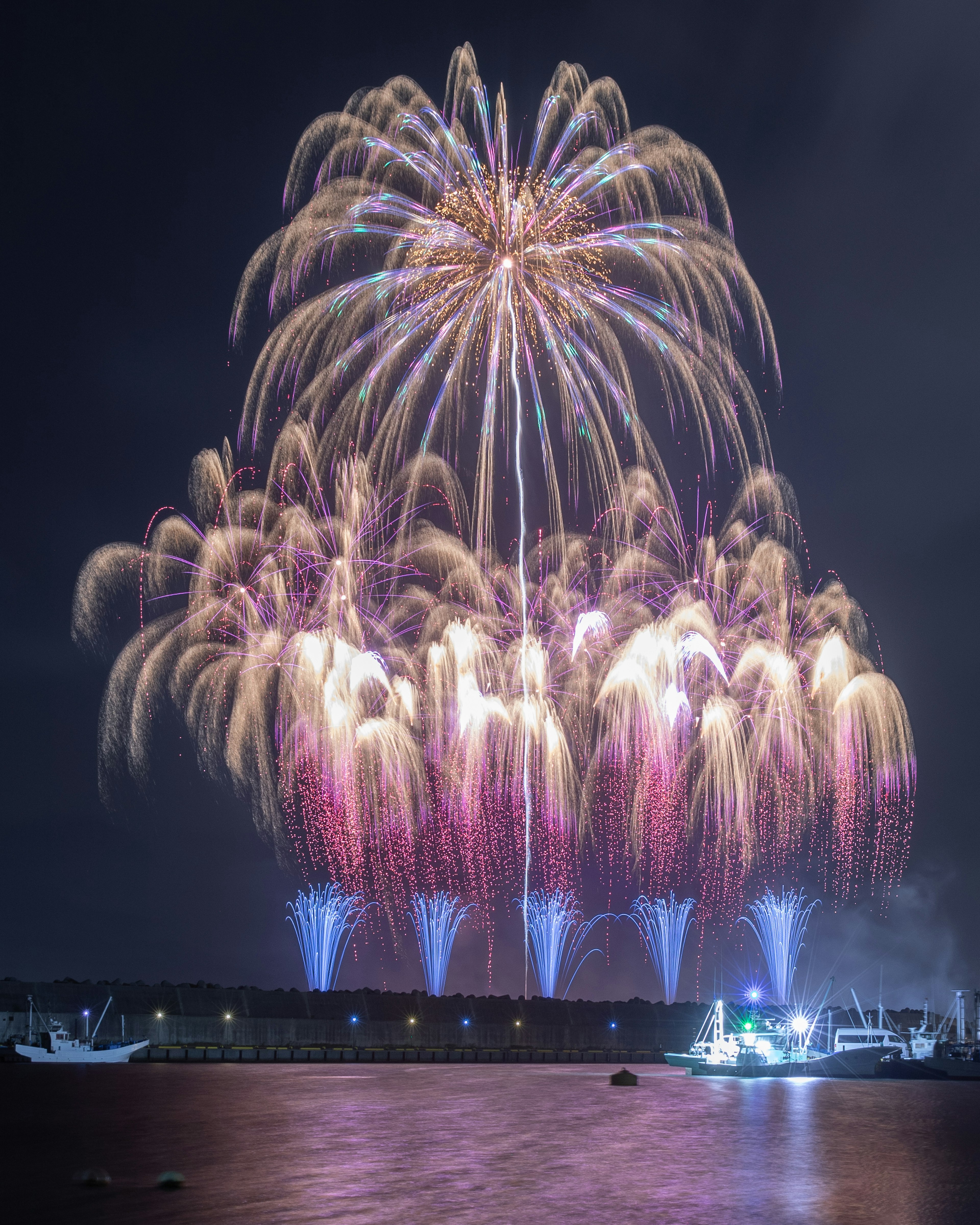 Vibrant fireworks display lighting up the night sky