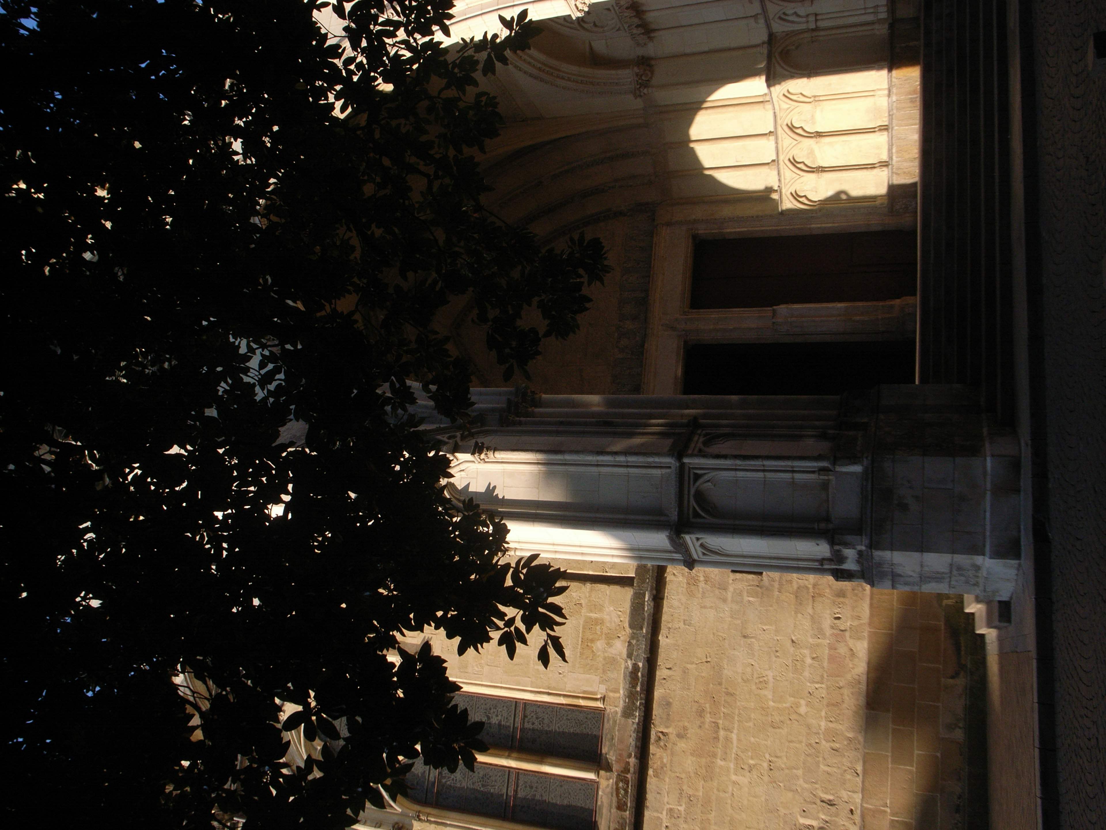 Escena con columnas de edificio y sombras de ventanas