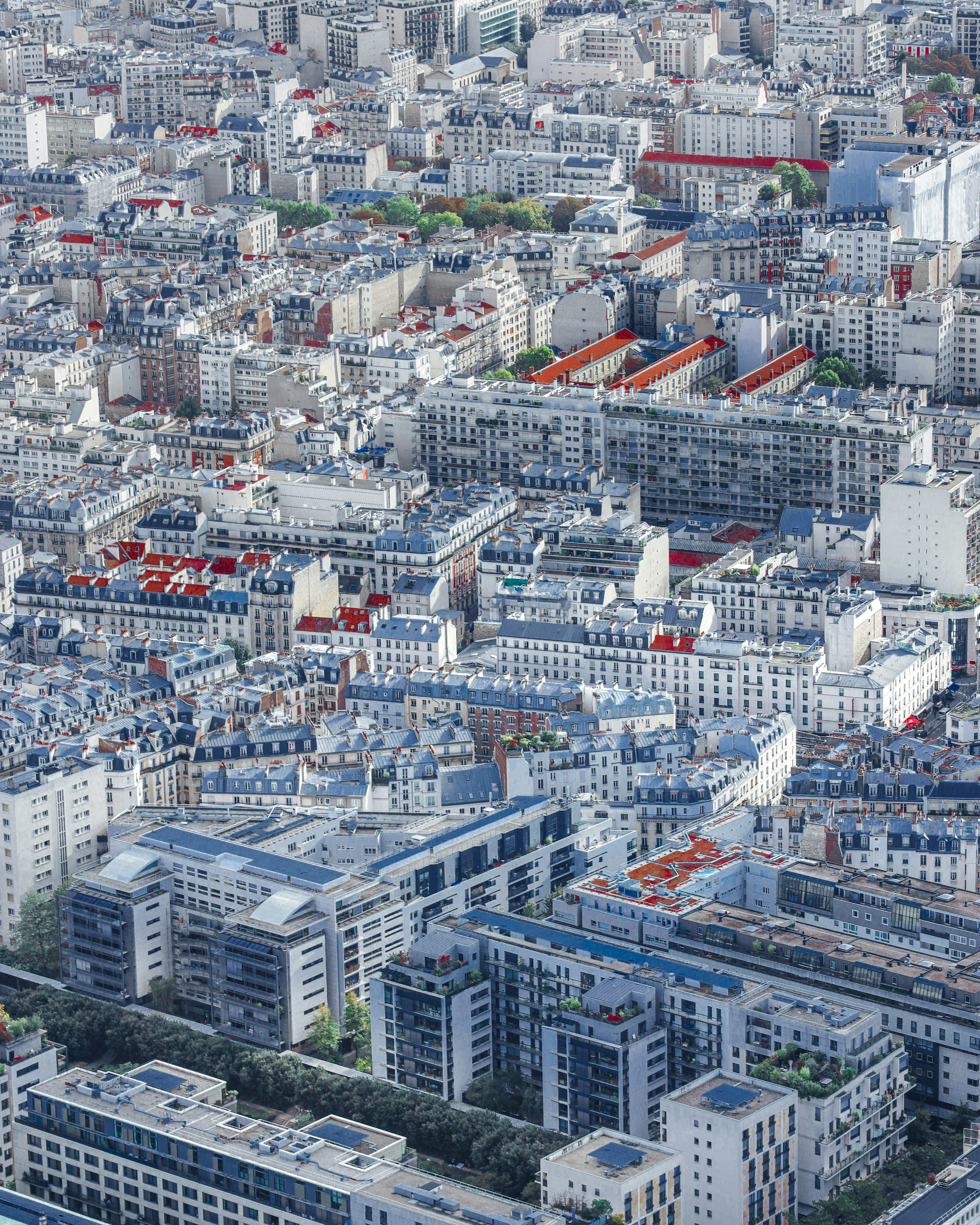 Vista aérea de París que muestra la arquitectura urbana detallada