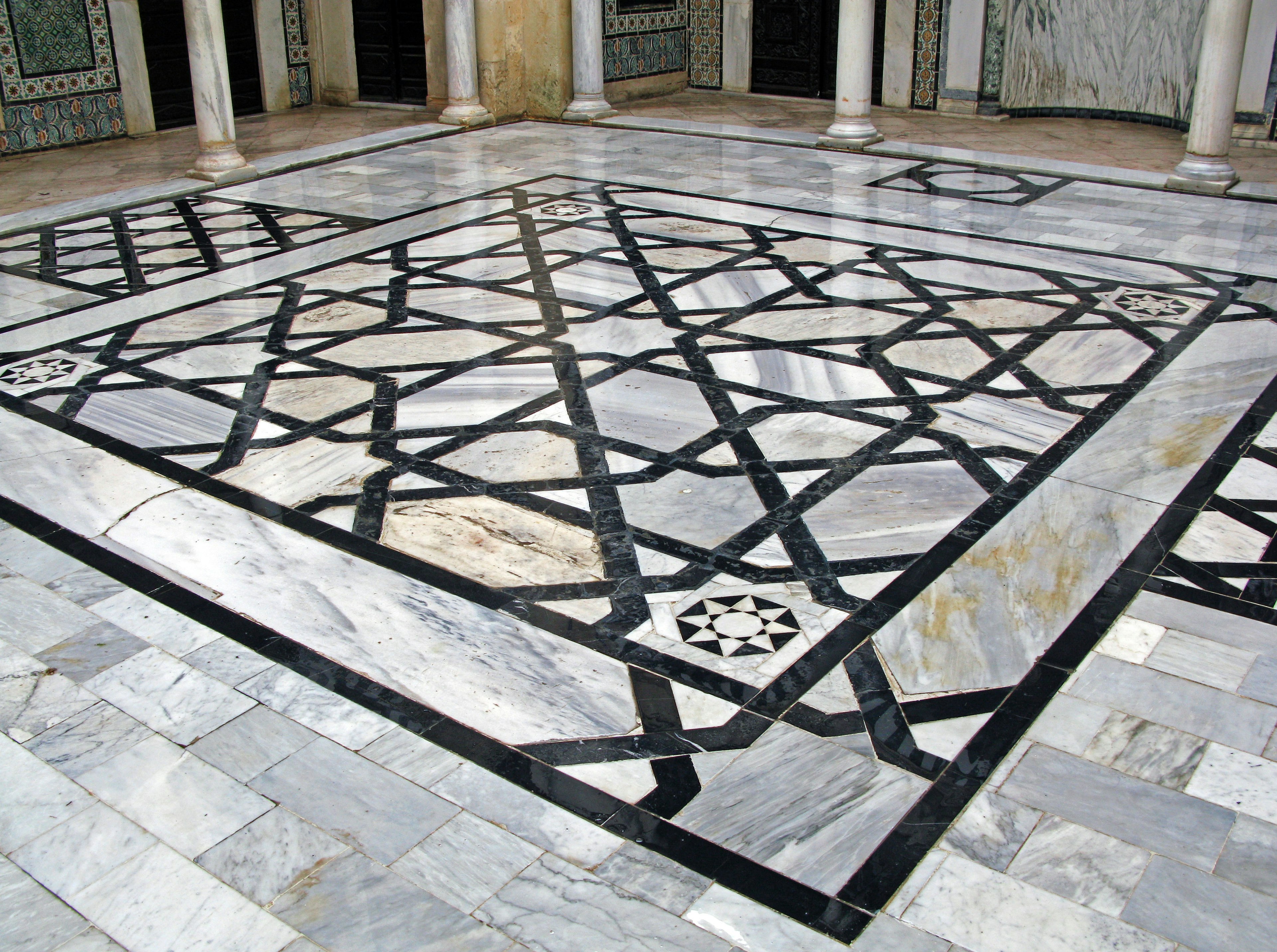 Beautiful mosaic pattern of marble floor design