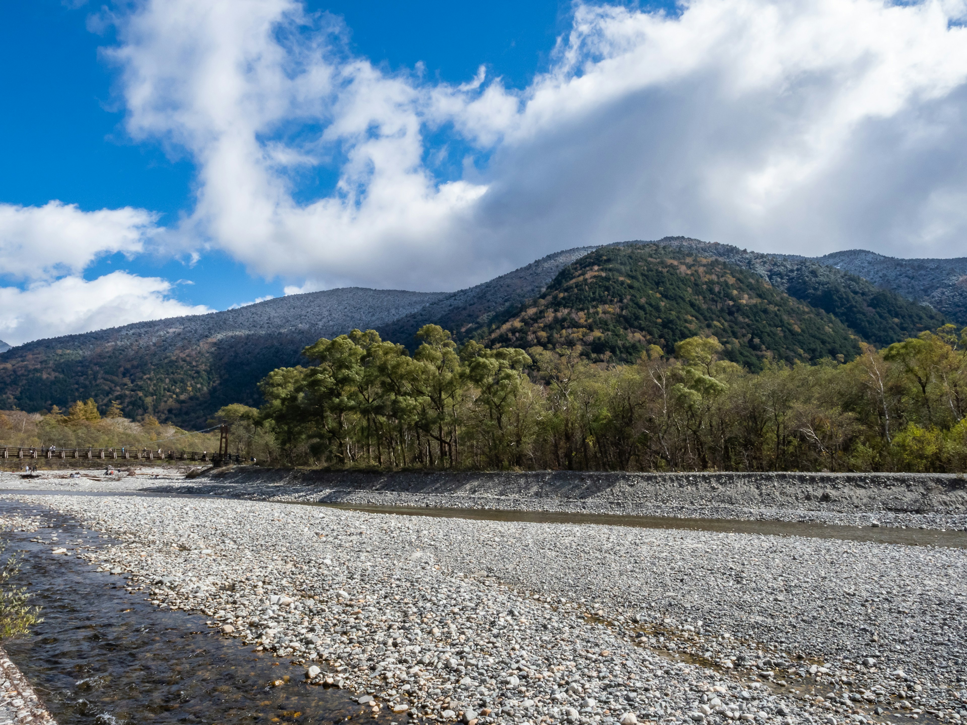 河床和背景山脉的风景