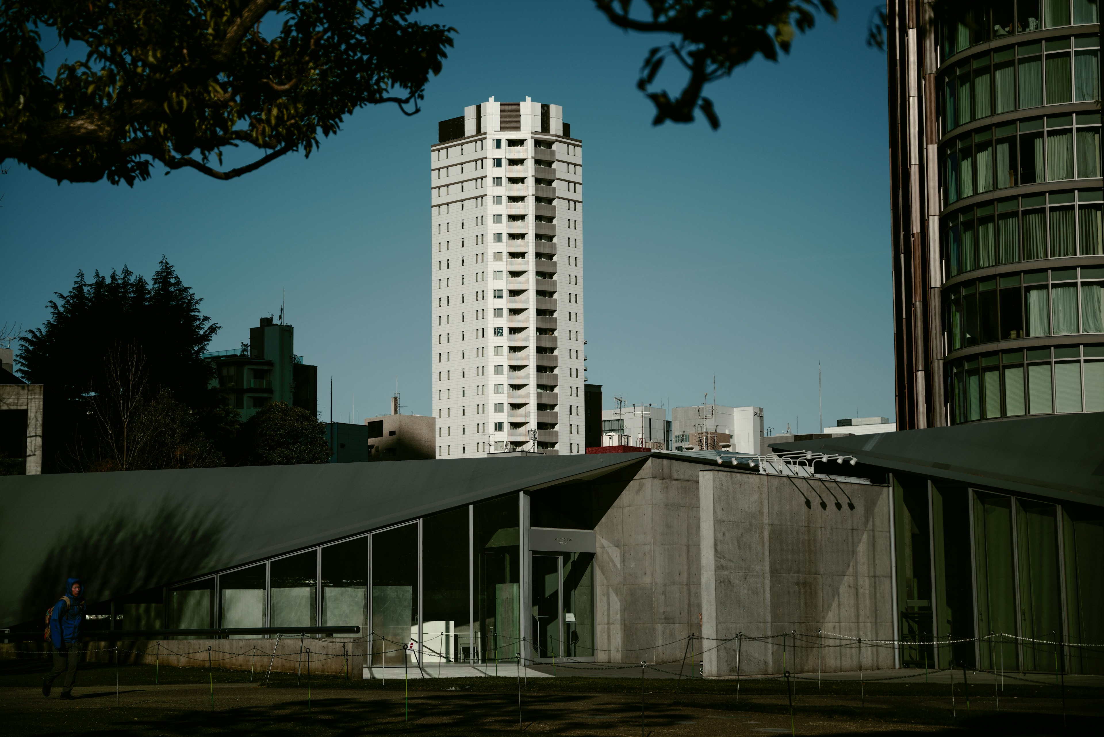 Paesaggio urbano con un grattacielo e architettura moderna