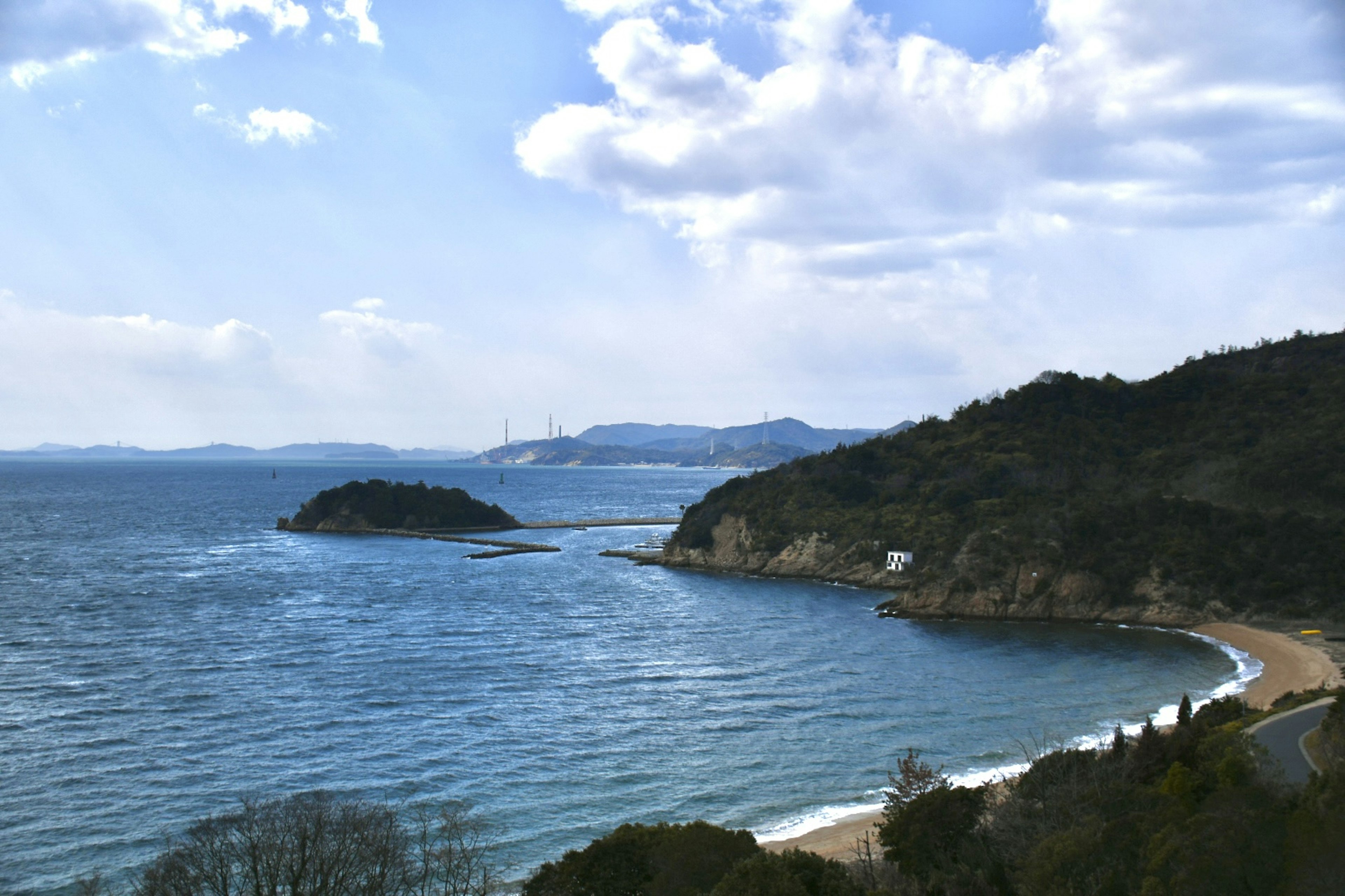 Beautiful landscape featuring a coastline and blue sea