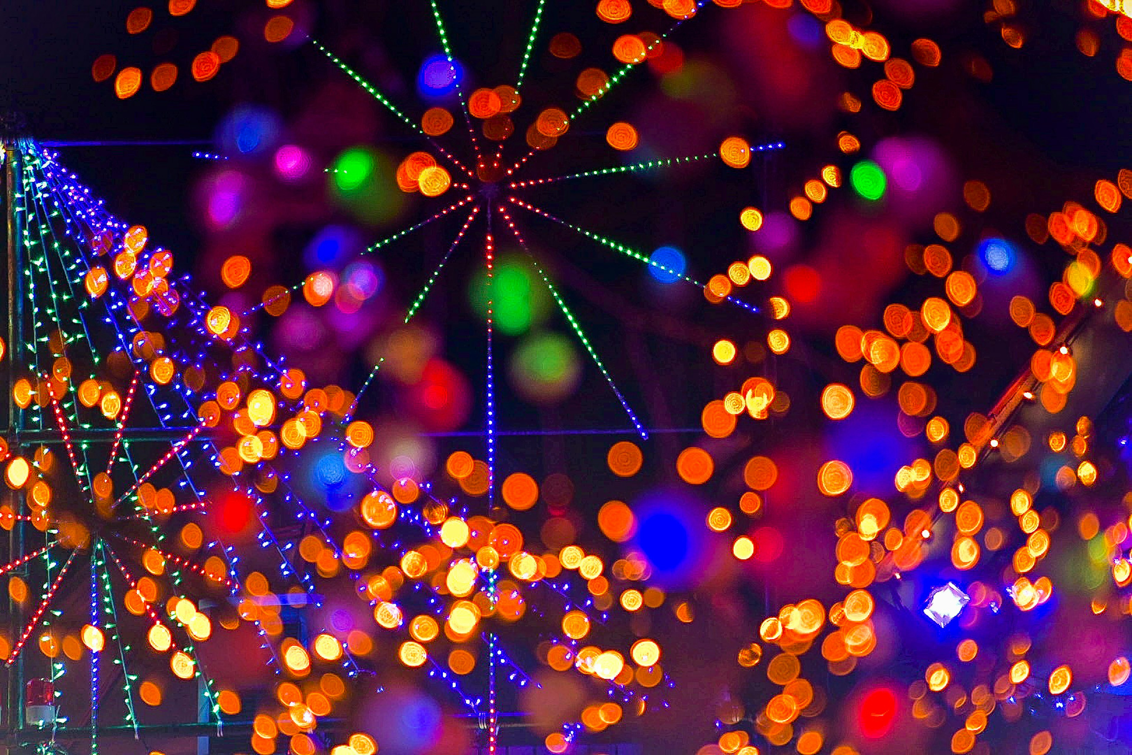 Vibrant lights creating a colorful night scene