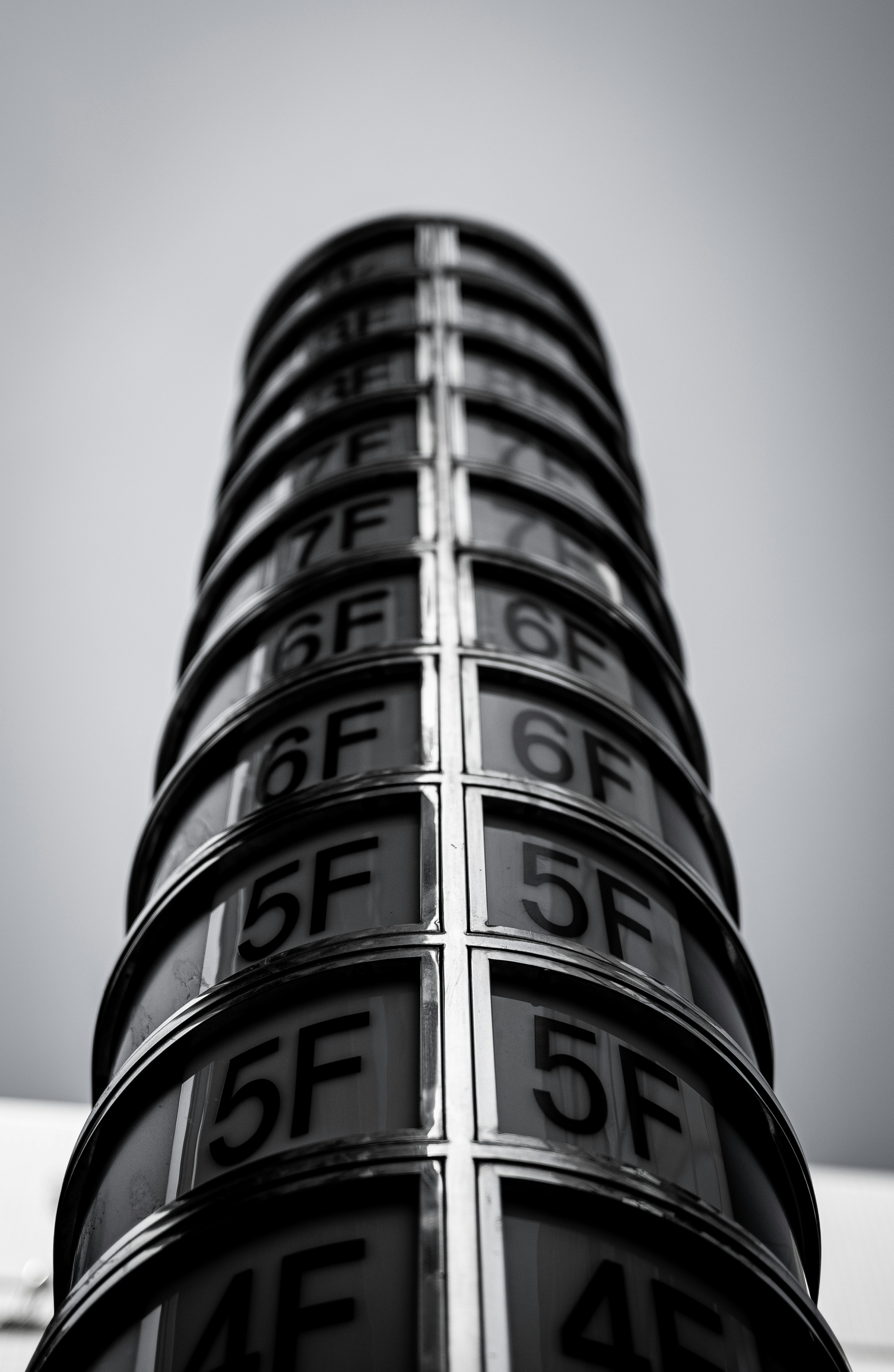 Modern pillar displaying floor numbers 5F and 6F