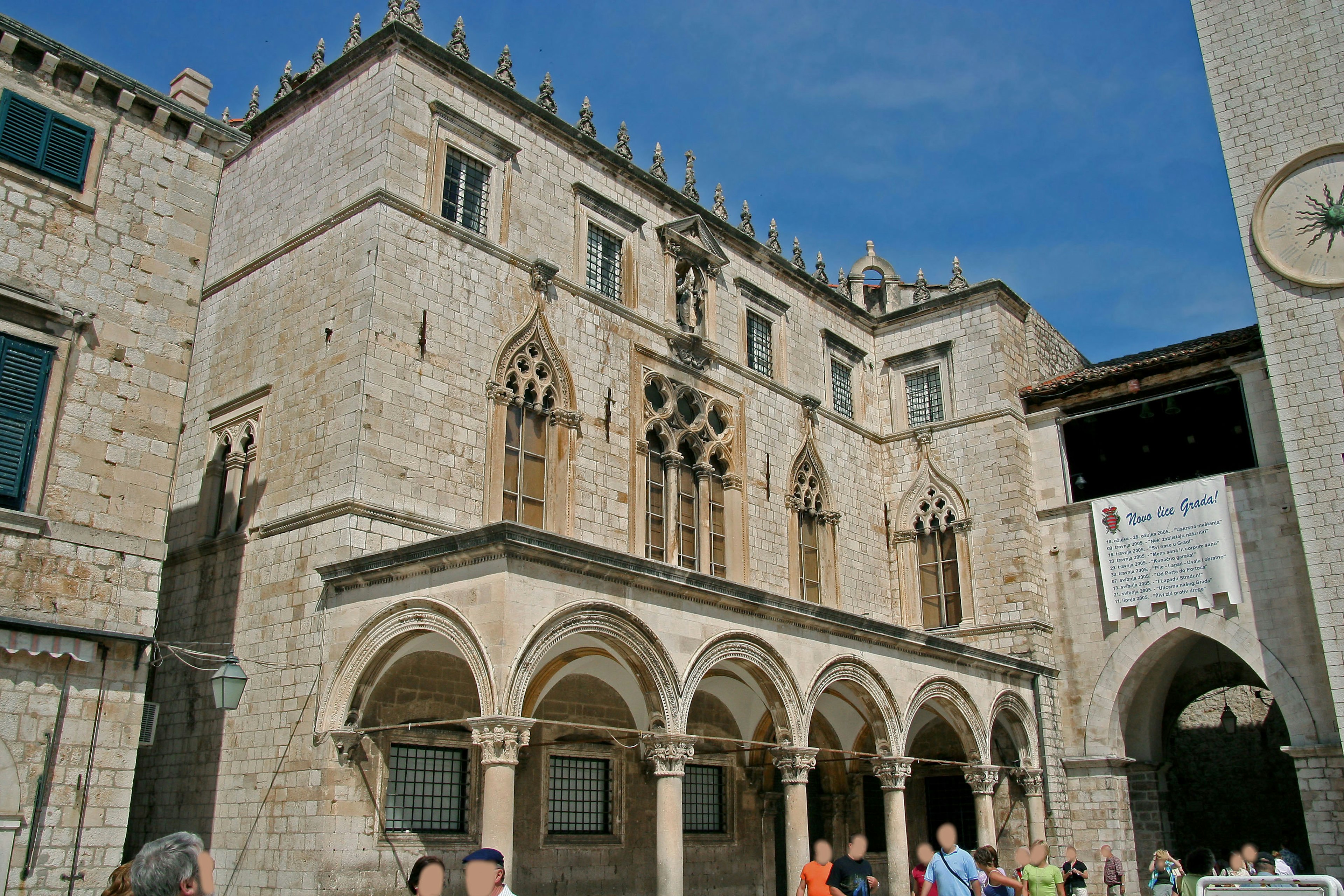 Historic stone building with arches in Dubrovnik