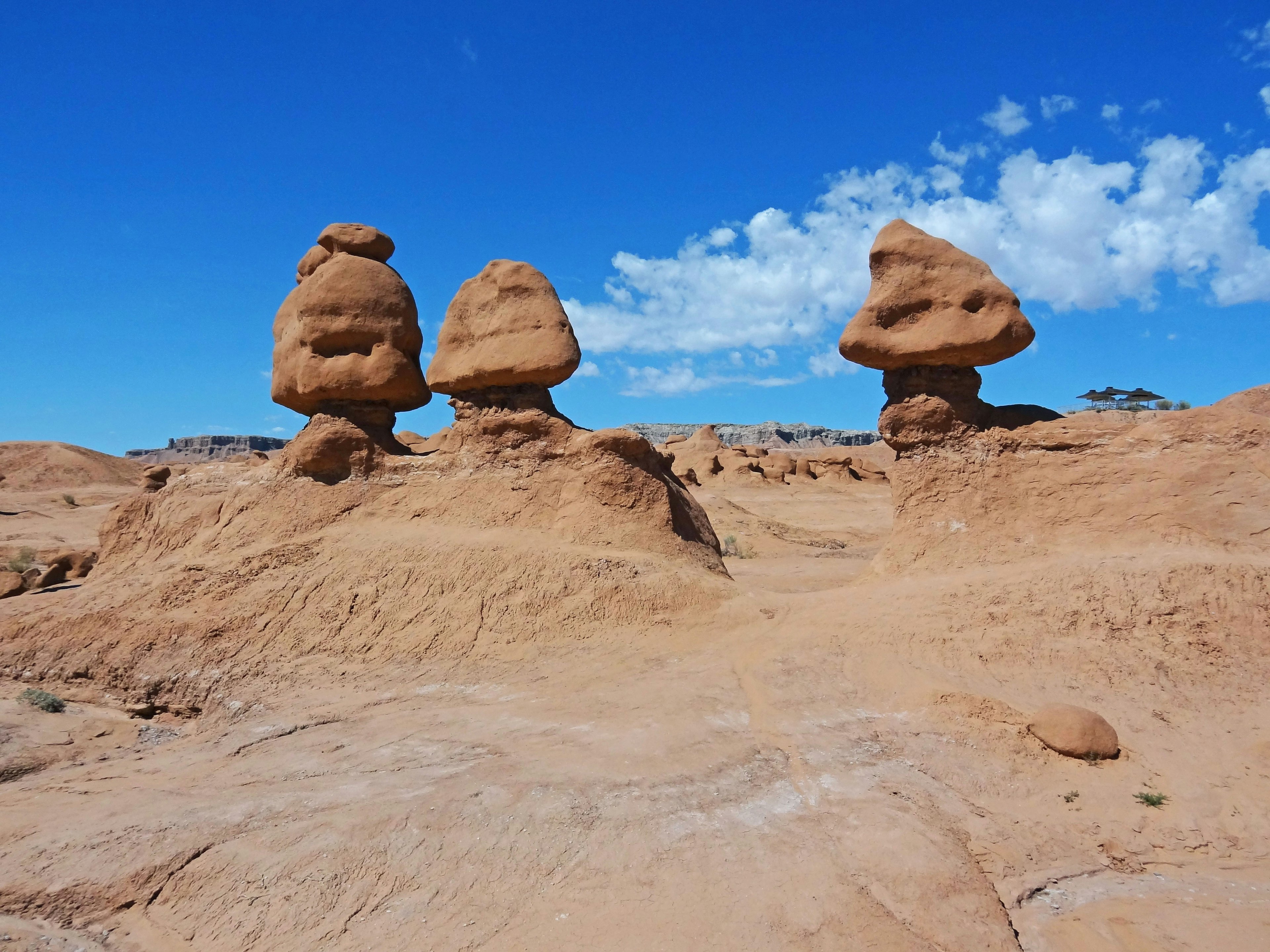 Strange shaped rocks in a desert landscape