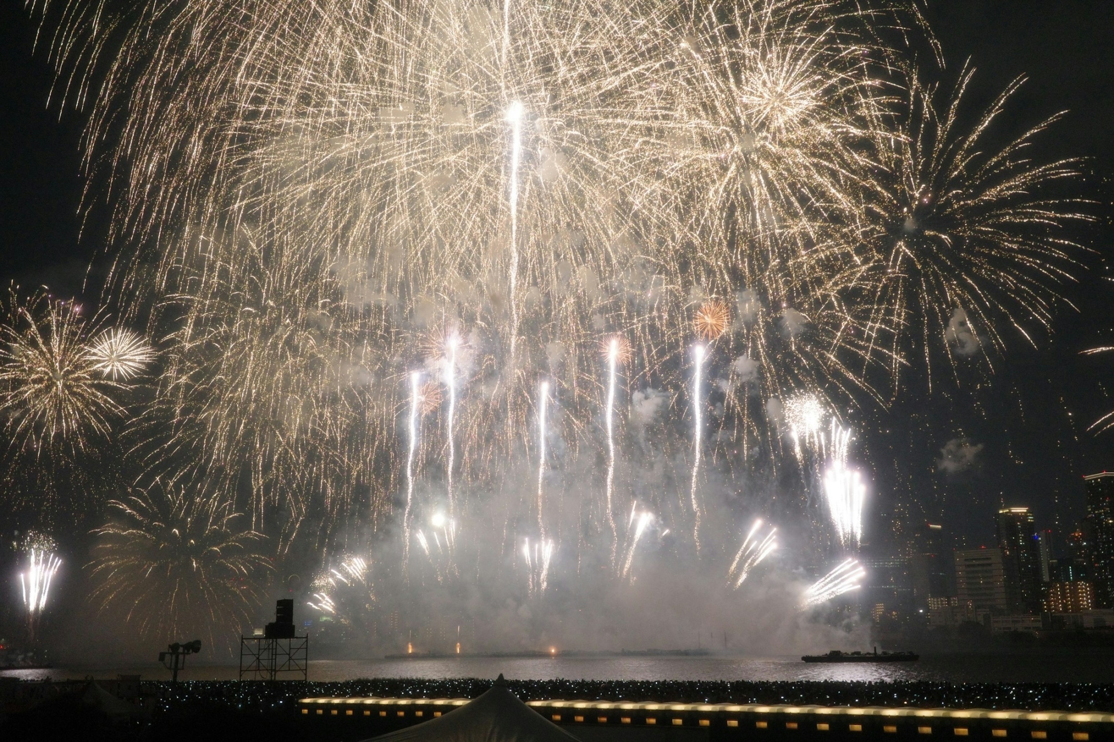 Una impresionante exhibición de fuegos artificiales iluminando el cielo nocturno