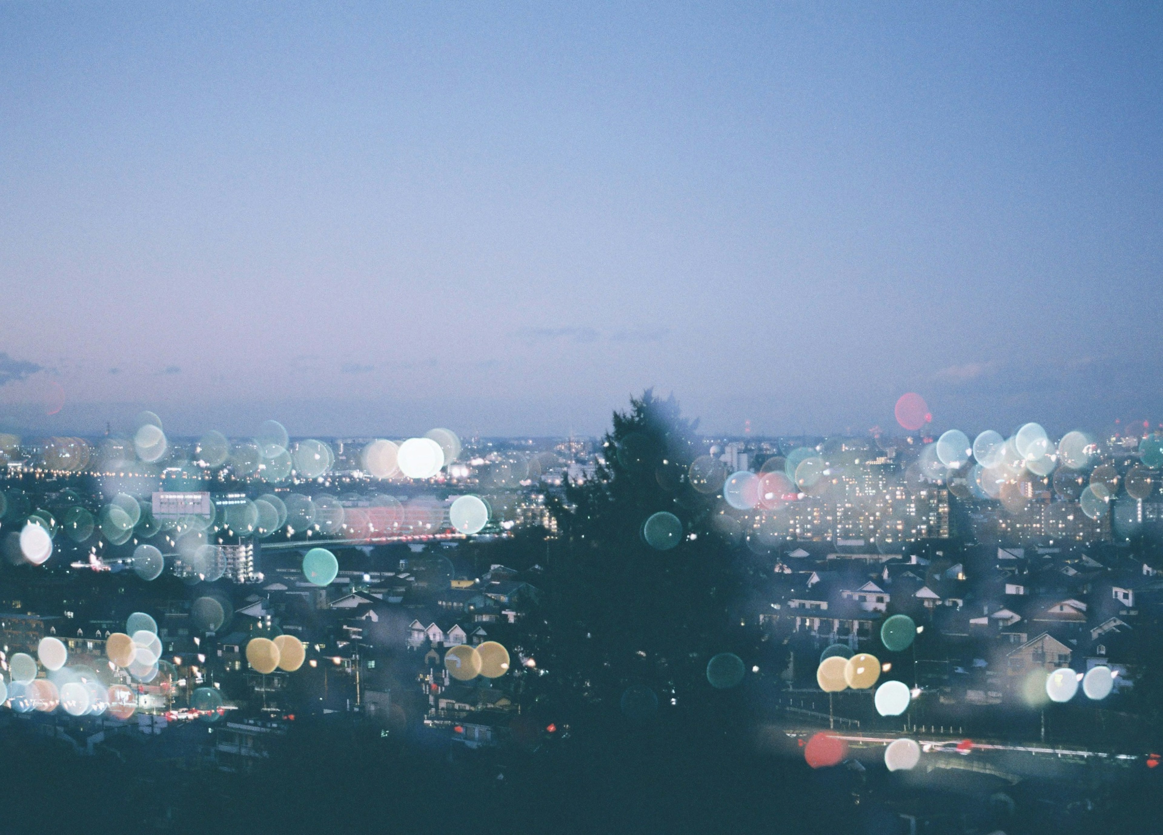 Blurred night view with colorful city lights