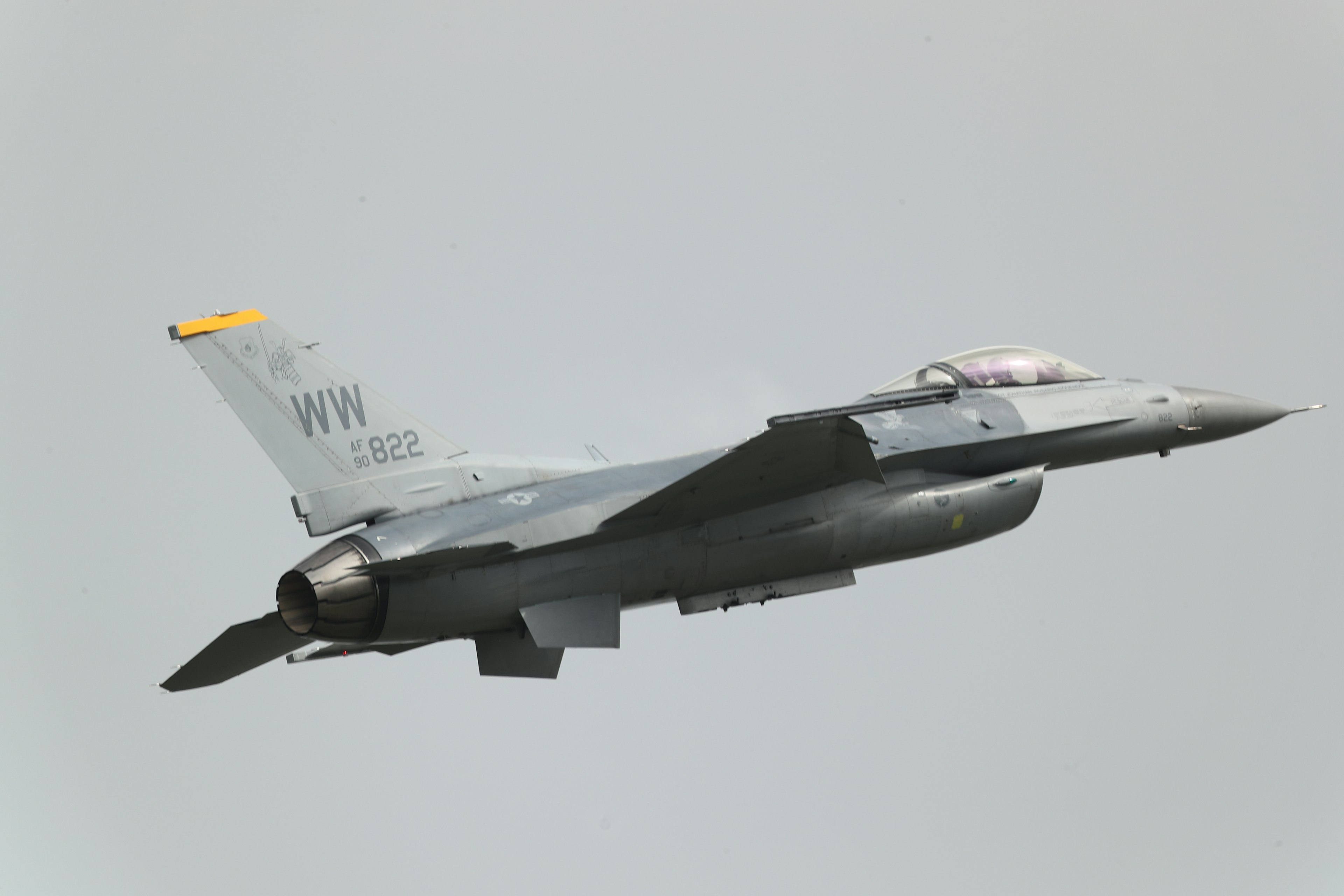 F-16 fighter jet flying in the sky