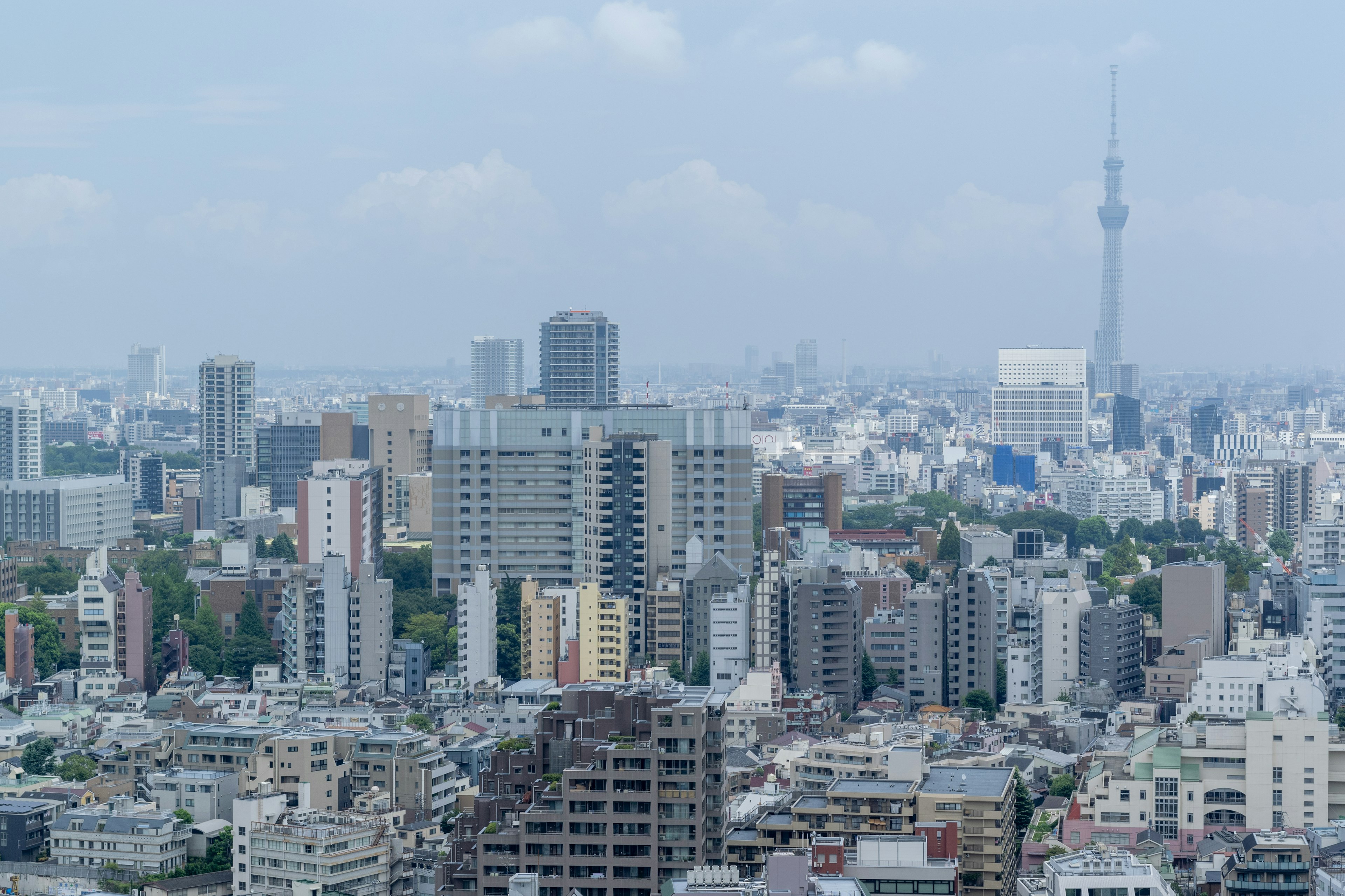 Pemandangan kota Tokyo dengan gedung tinggi dan Tokyo Skytree