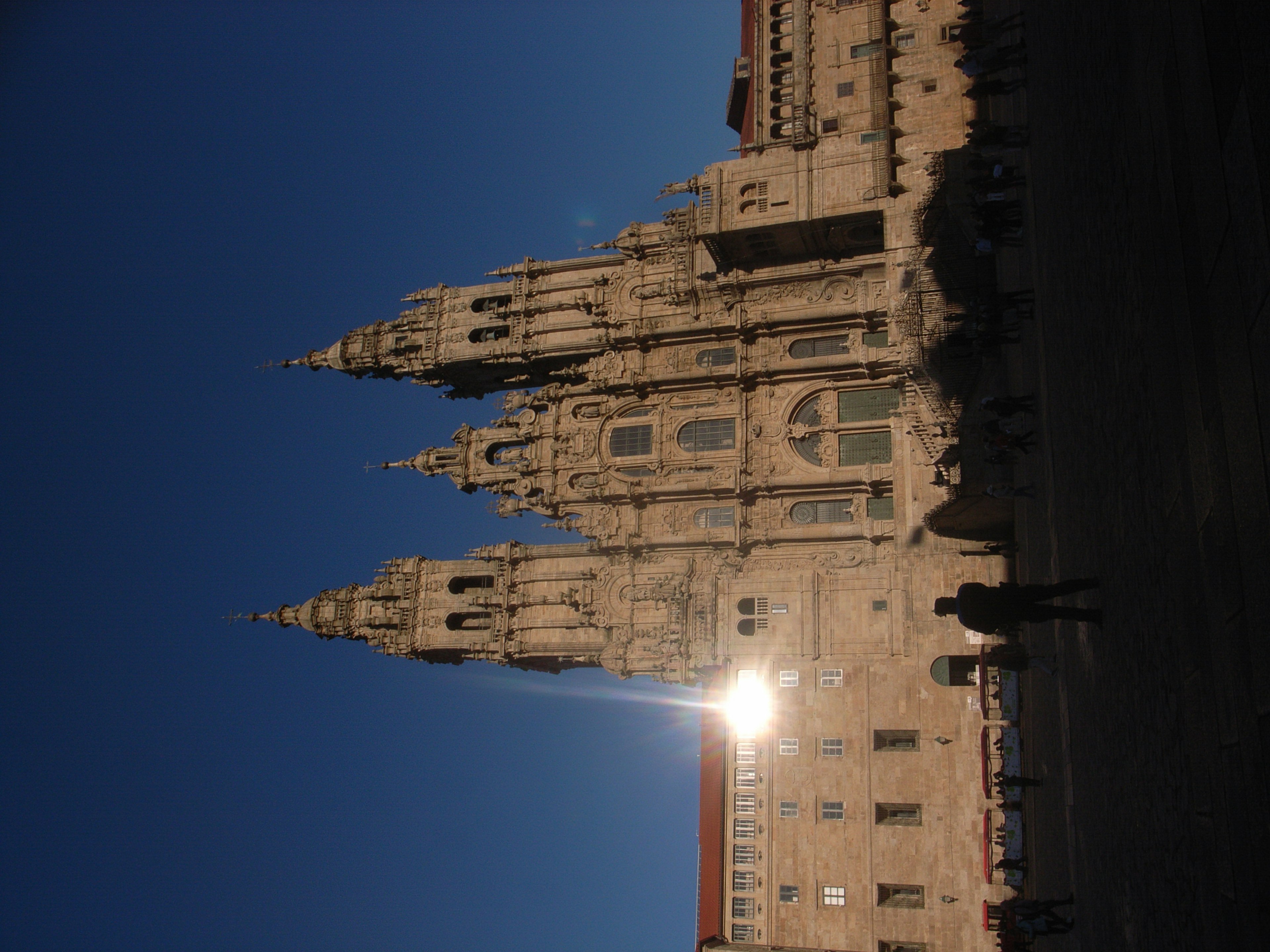 Beautiful facade and spires of Santiago de Compostela Cathedral