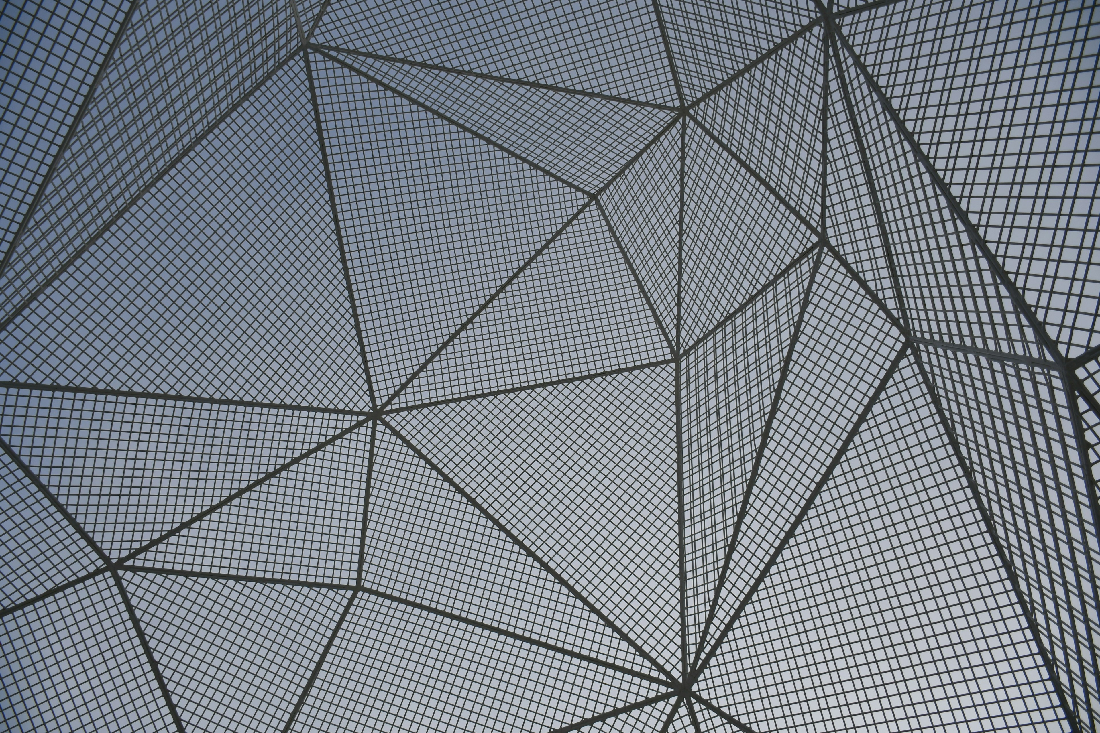 Geometric mesh pattern structure is visible