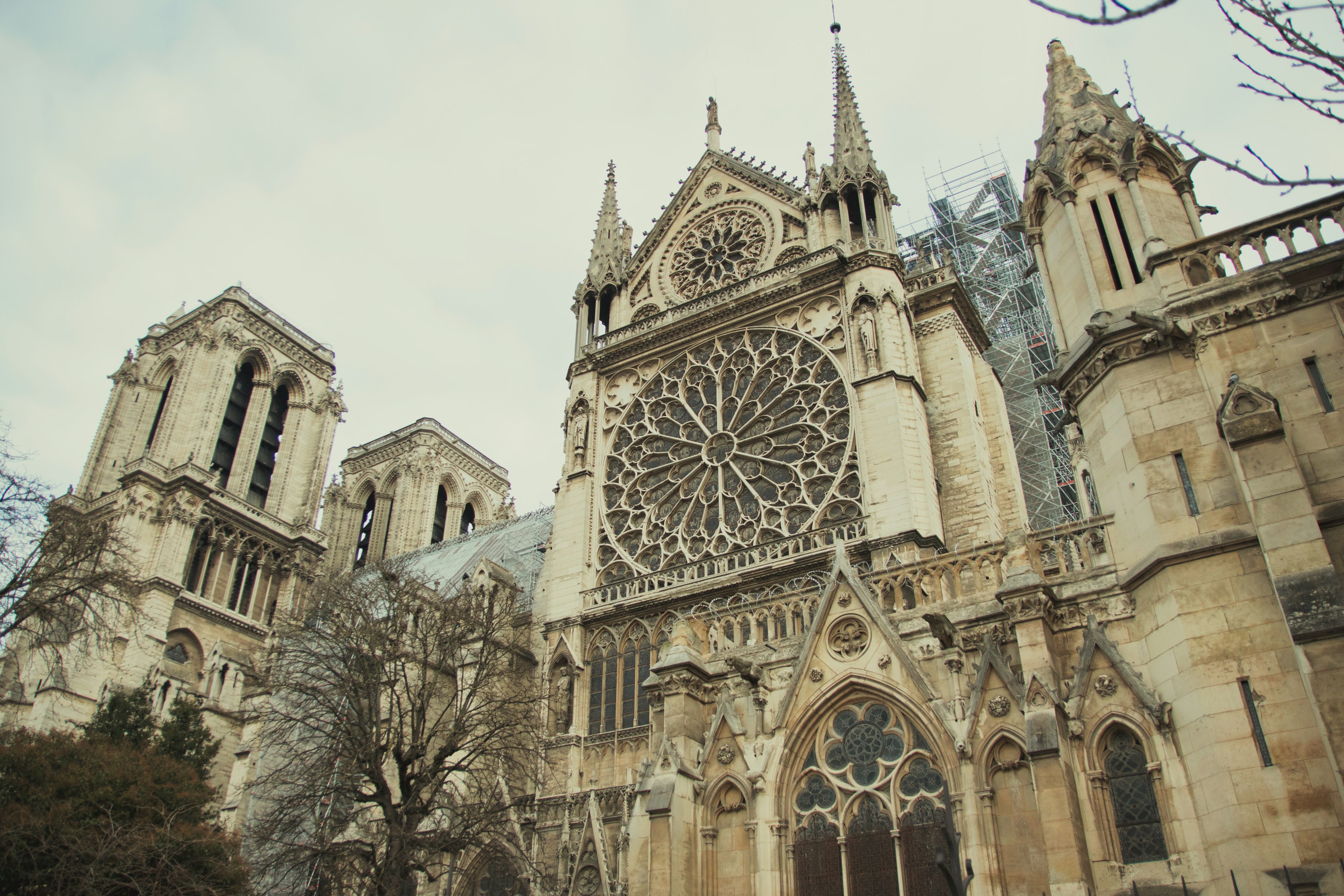 Image mettant en valeur la magnifique façade et la rosace de la cathédrale Notre-Dame