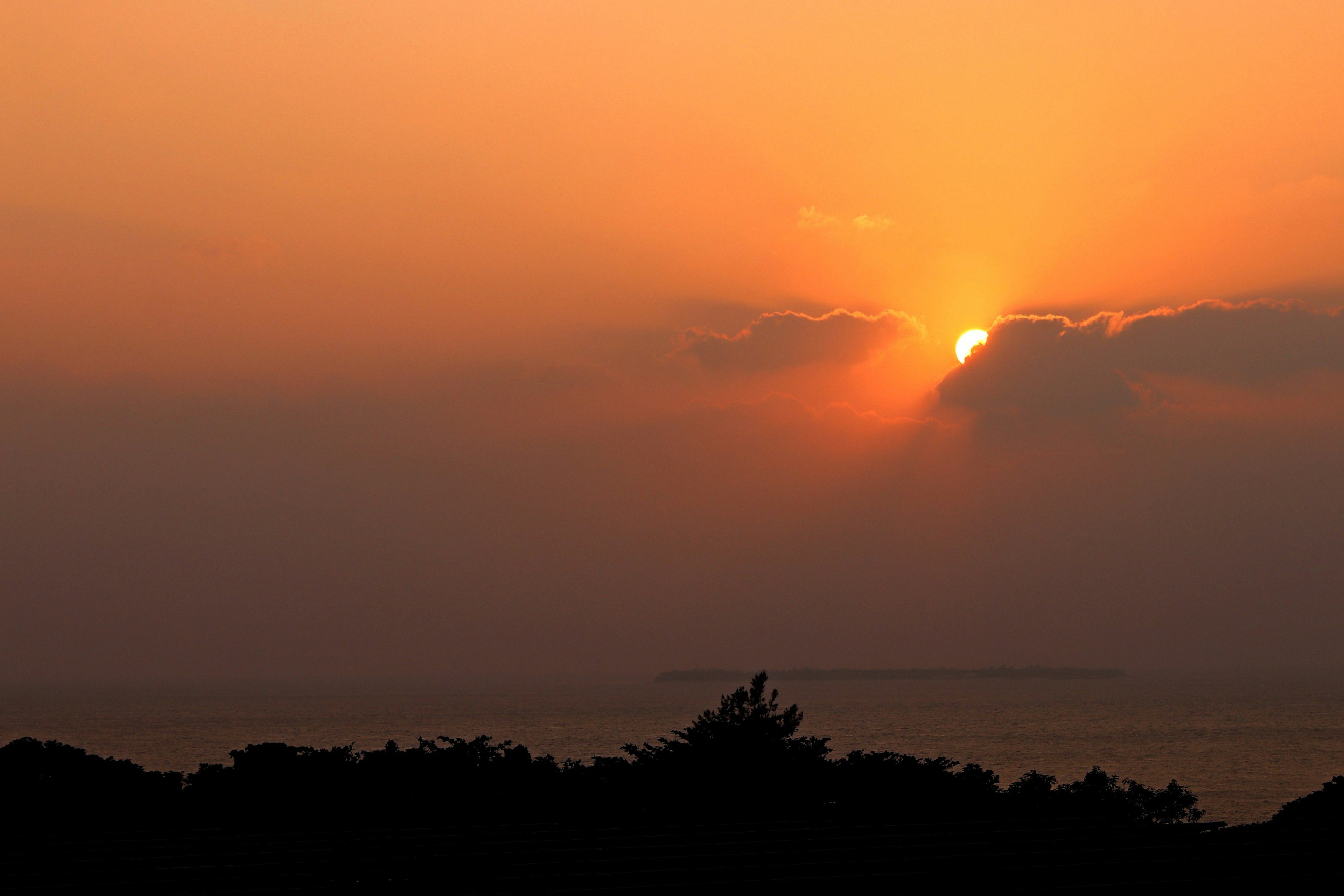 Coucher de soleil avec ciel orange et nuages