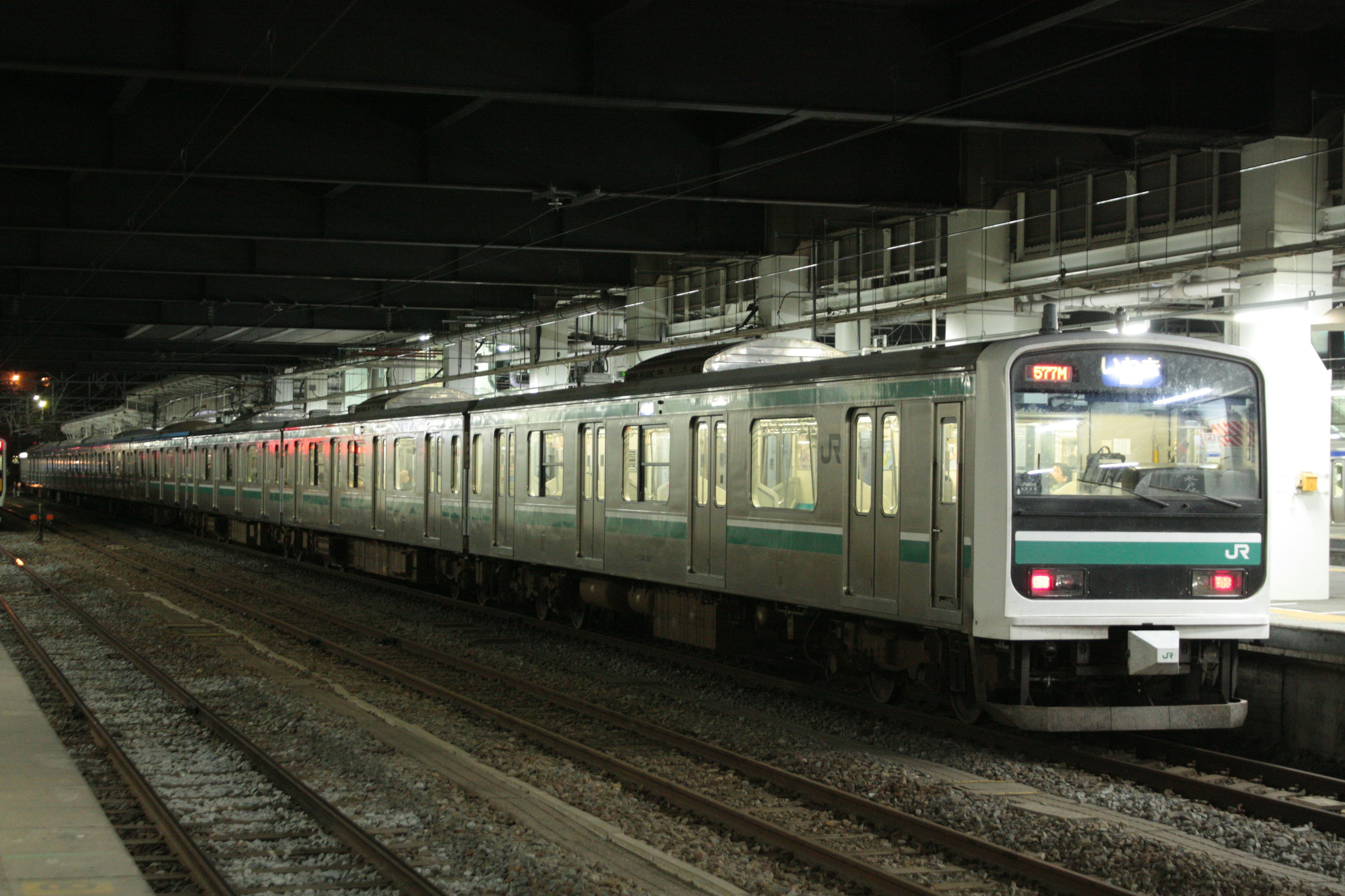 地下駅に停車中の銀色の電車 明かりが灯るプラットフォーム