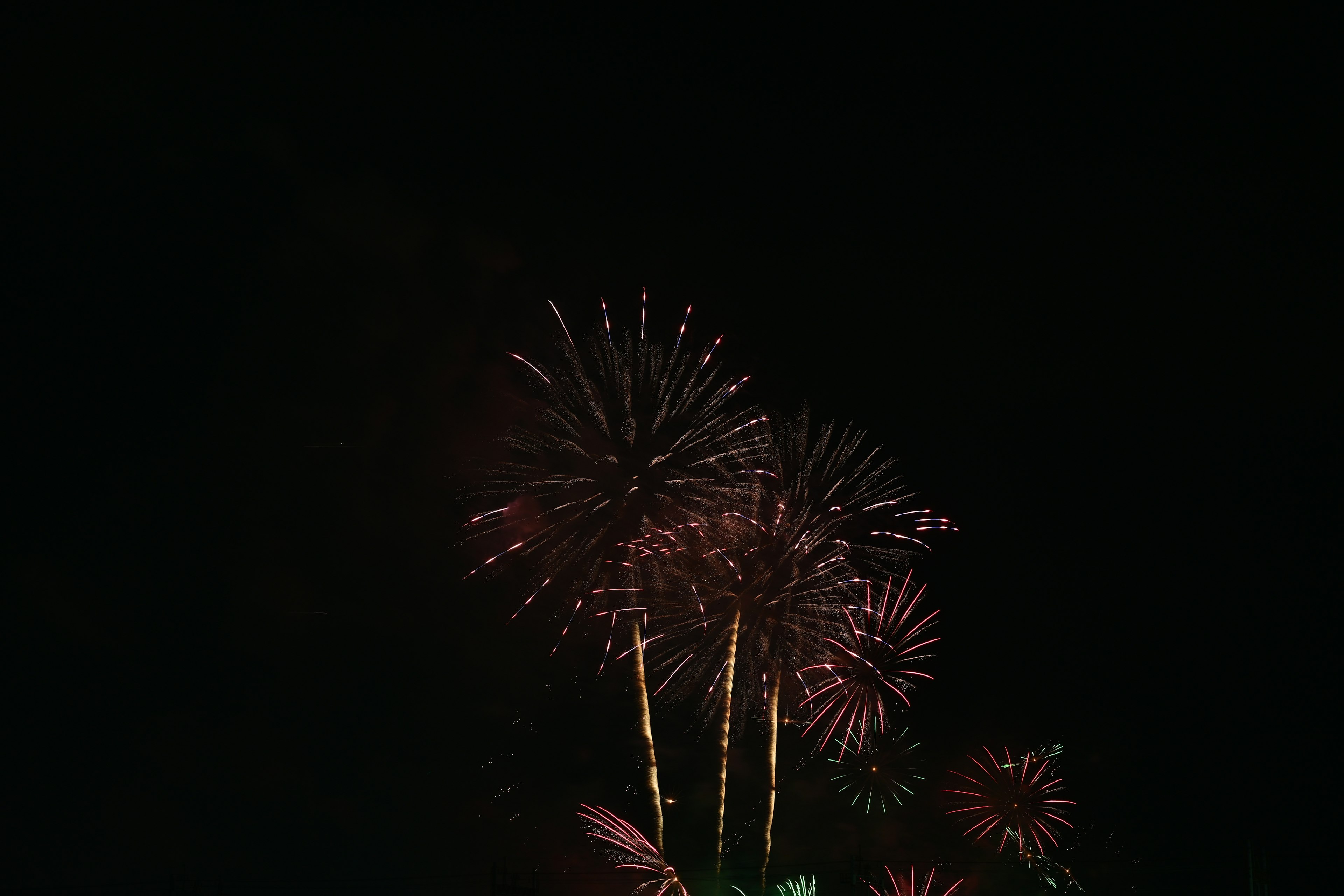 Coloridos fuegos artificiales estallando en el cielo nocturno