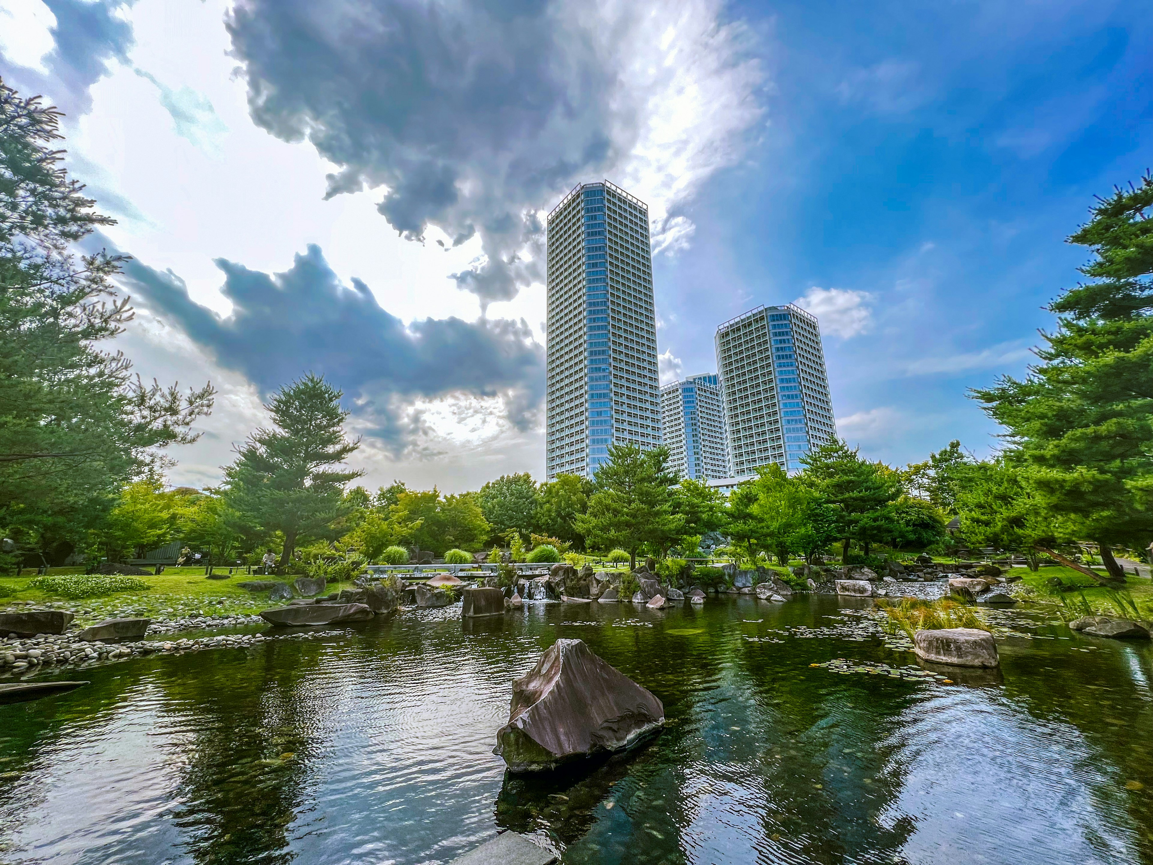 View of a park showcasing harmony between skyscrapers and nature