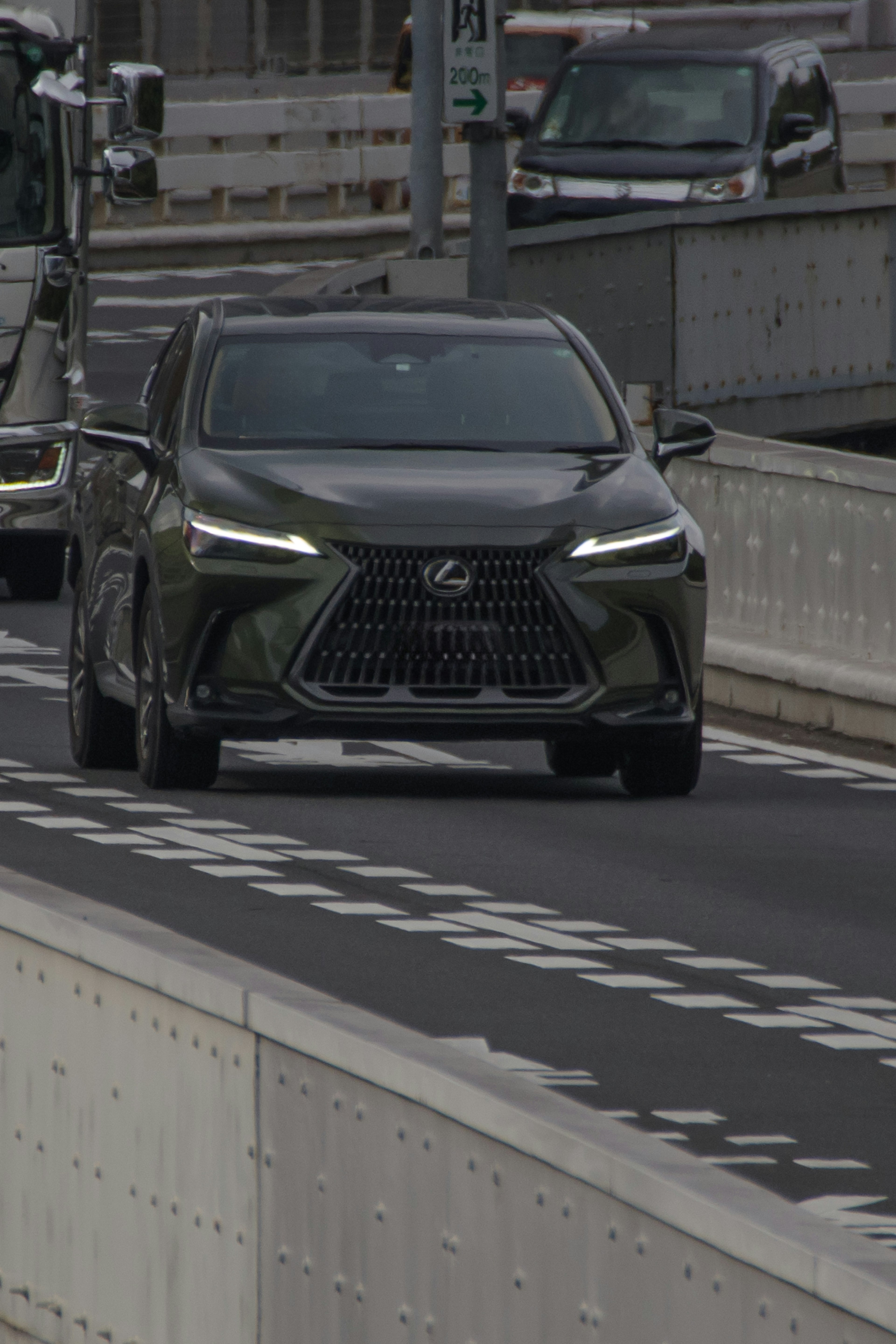 SUV Lexus negro conduciendo por la carretera