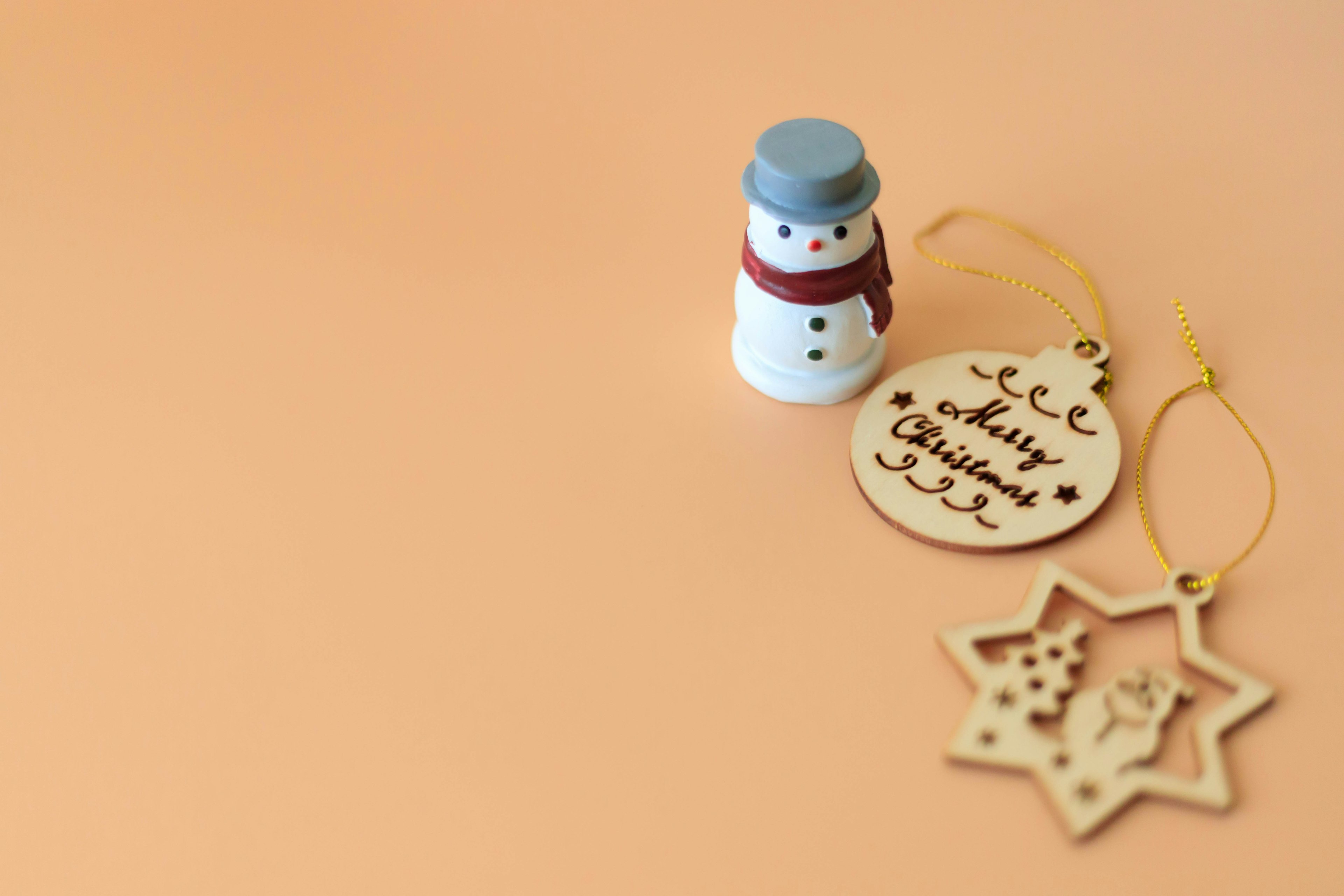 Image of a snowman and Christmas ornaments