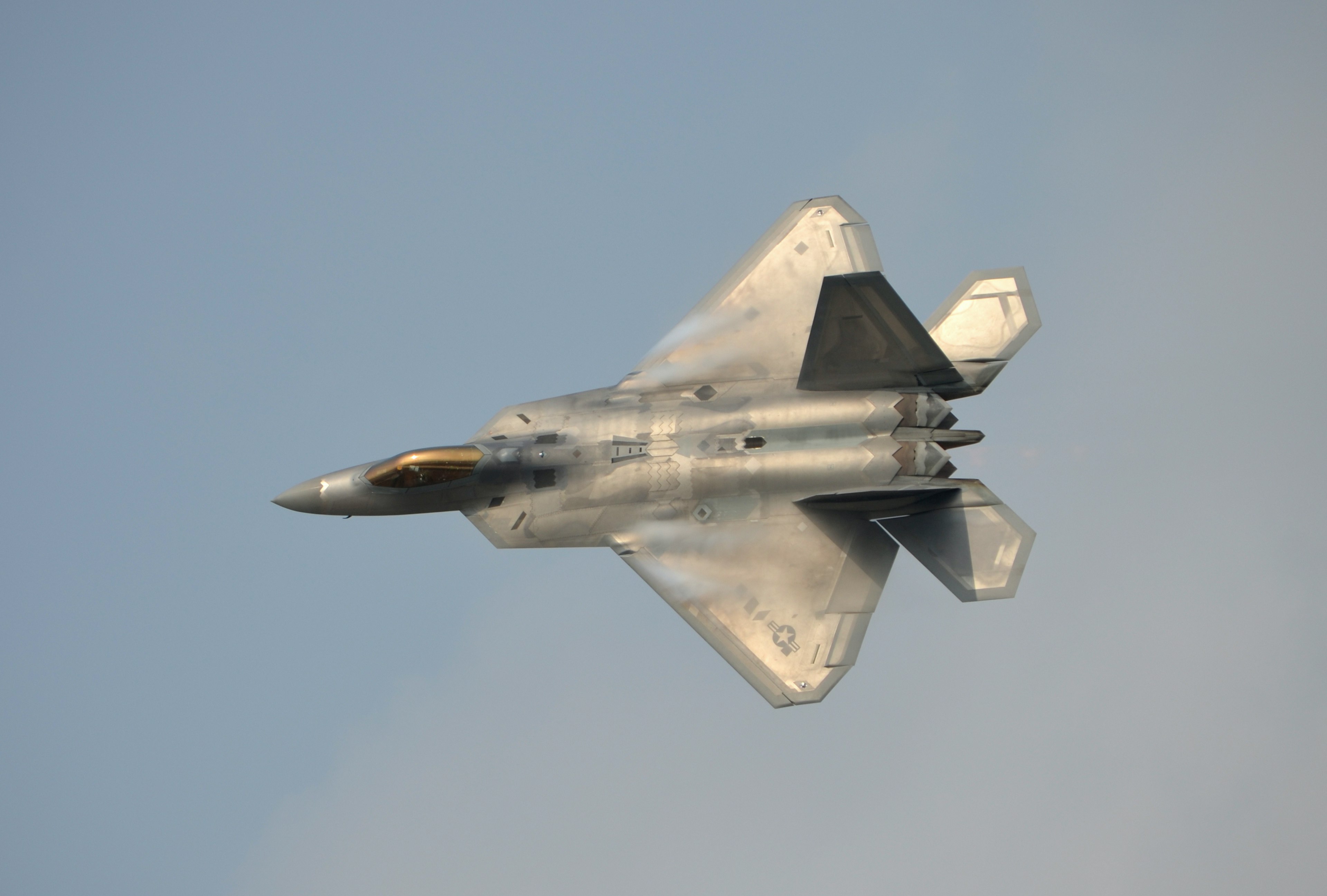 F-22 Raptor fliegt am Himmel