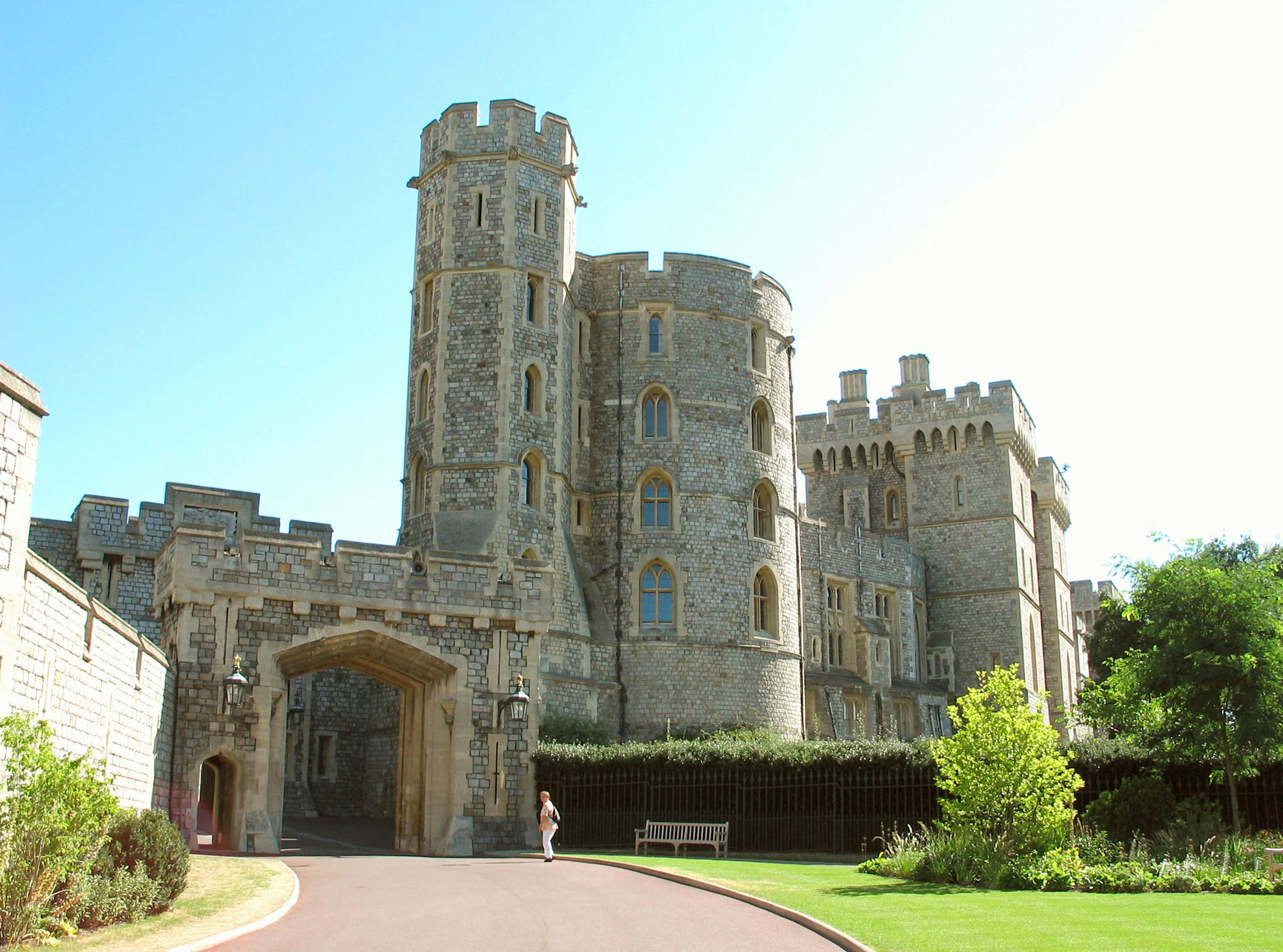 Exterior view of Windsor Castle with beautiful gardens