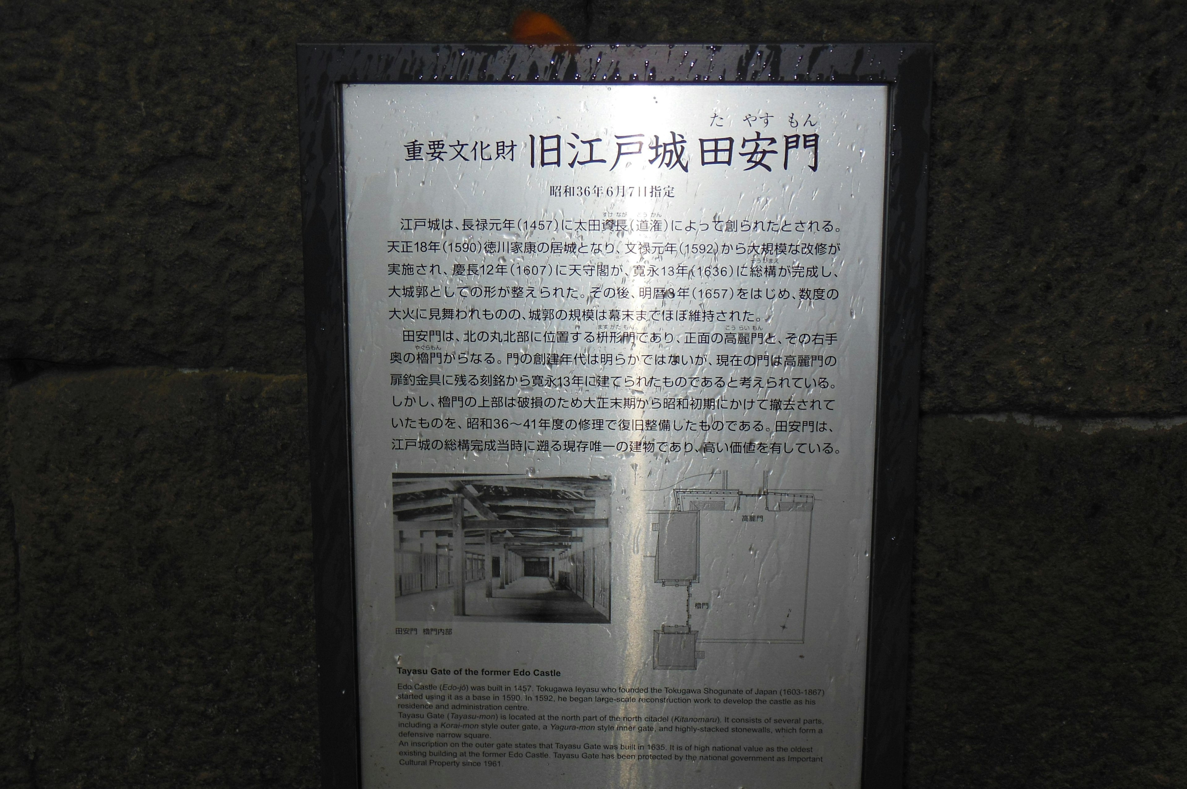 Information and diagram about Edo Castle sign