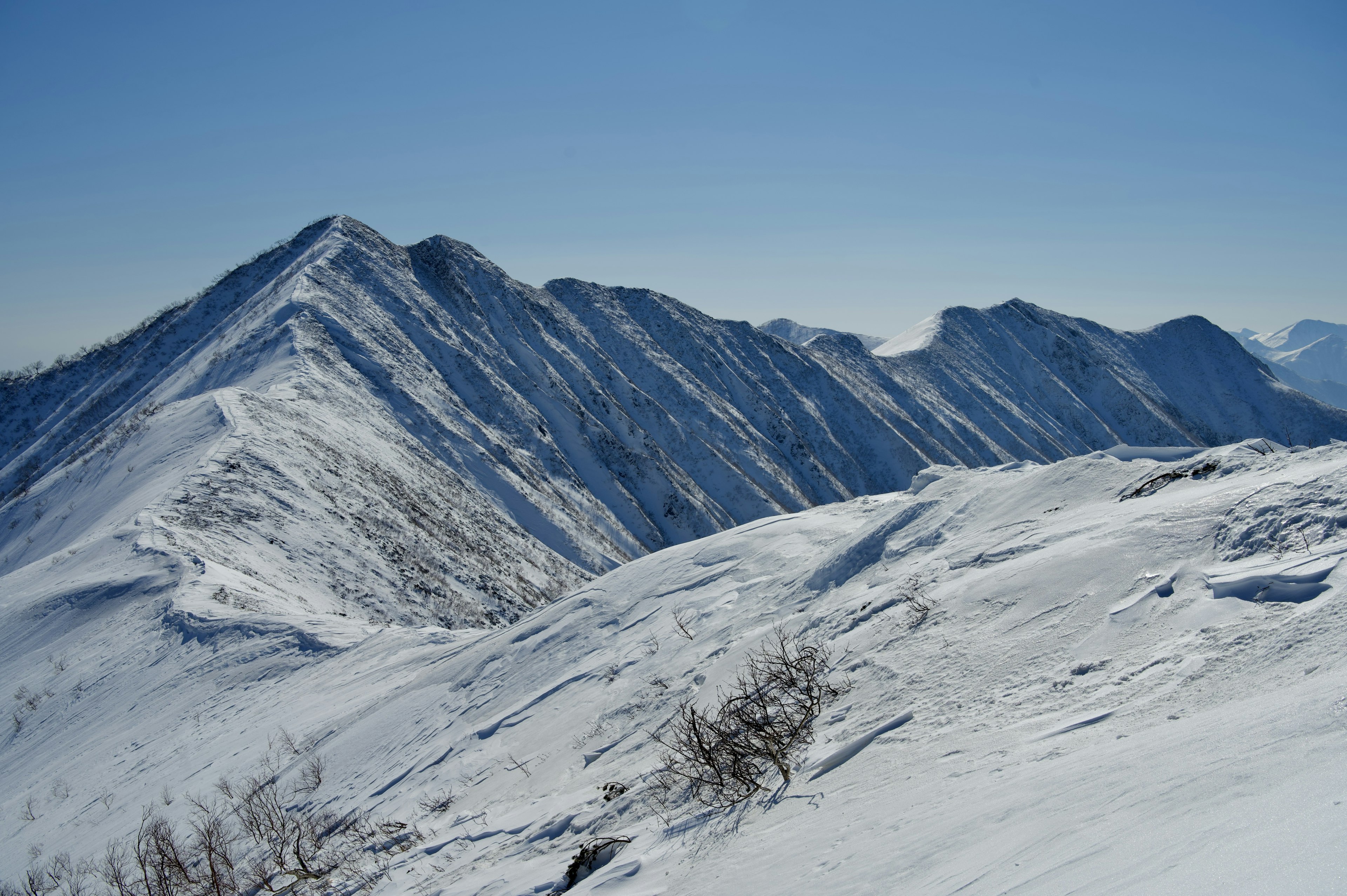 Snow-covered mountains with beautiful ridges